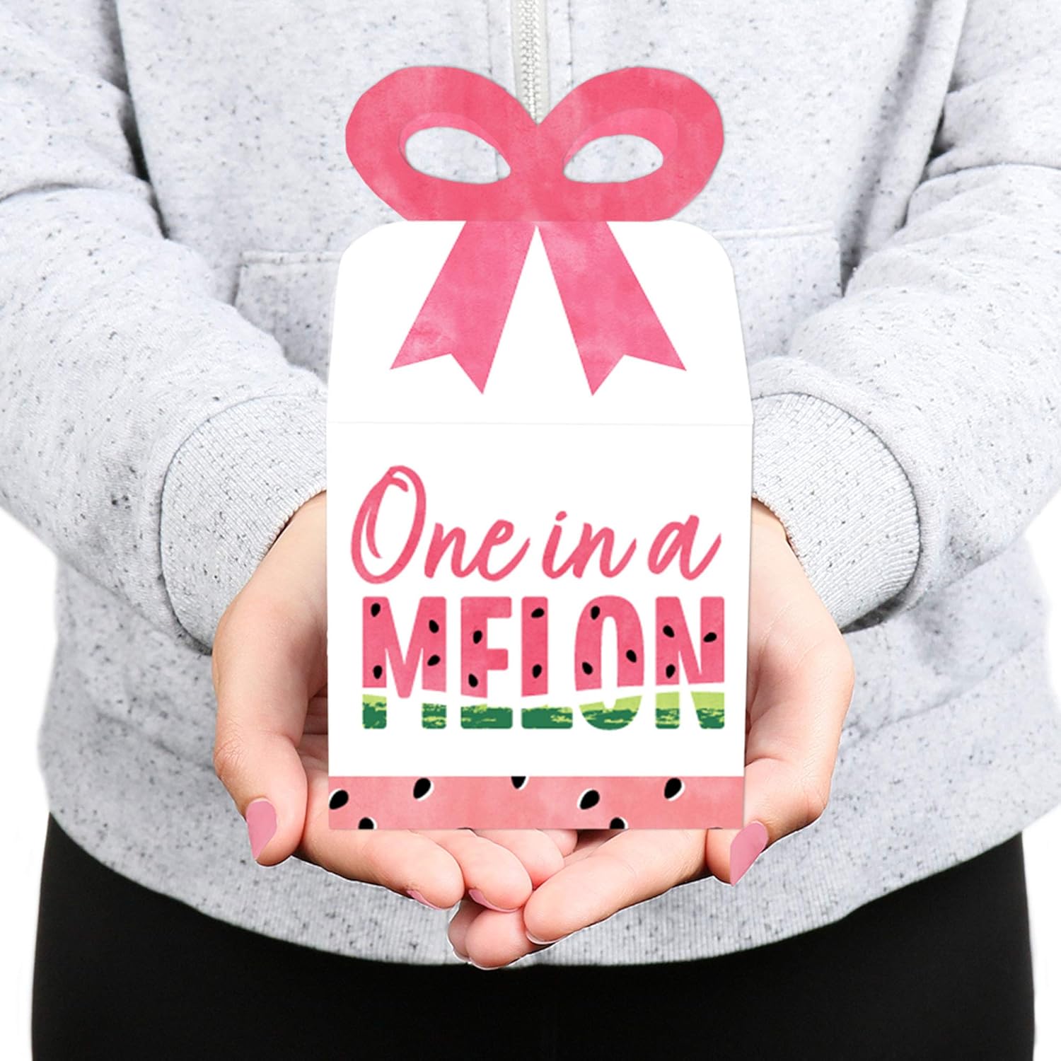 Big Dot of Happiness Sweet Watermelon Bow Boxes Set of 12