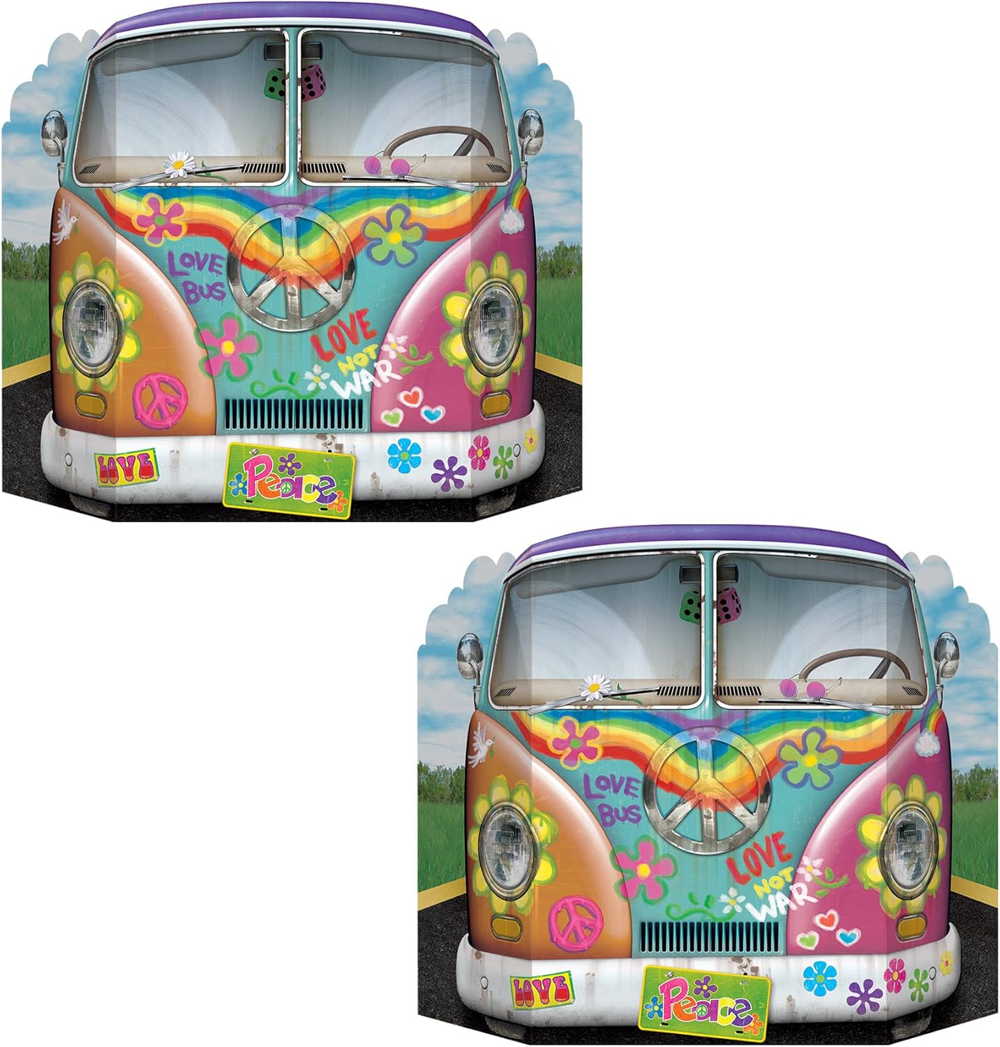 Beistle 2 Piece 60s Theme Hippie Bus Photo Booth Props