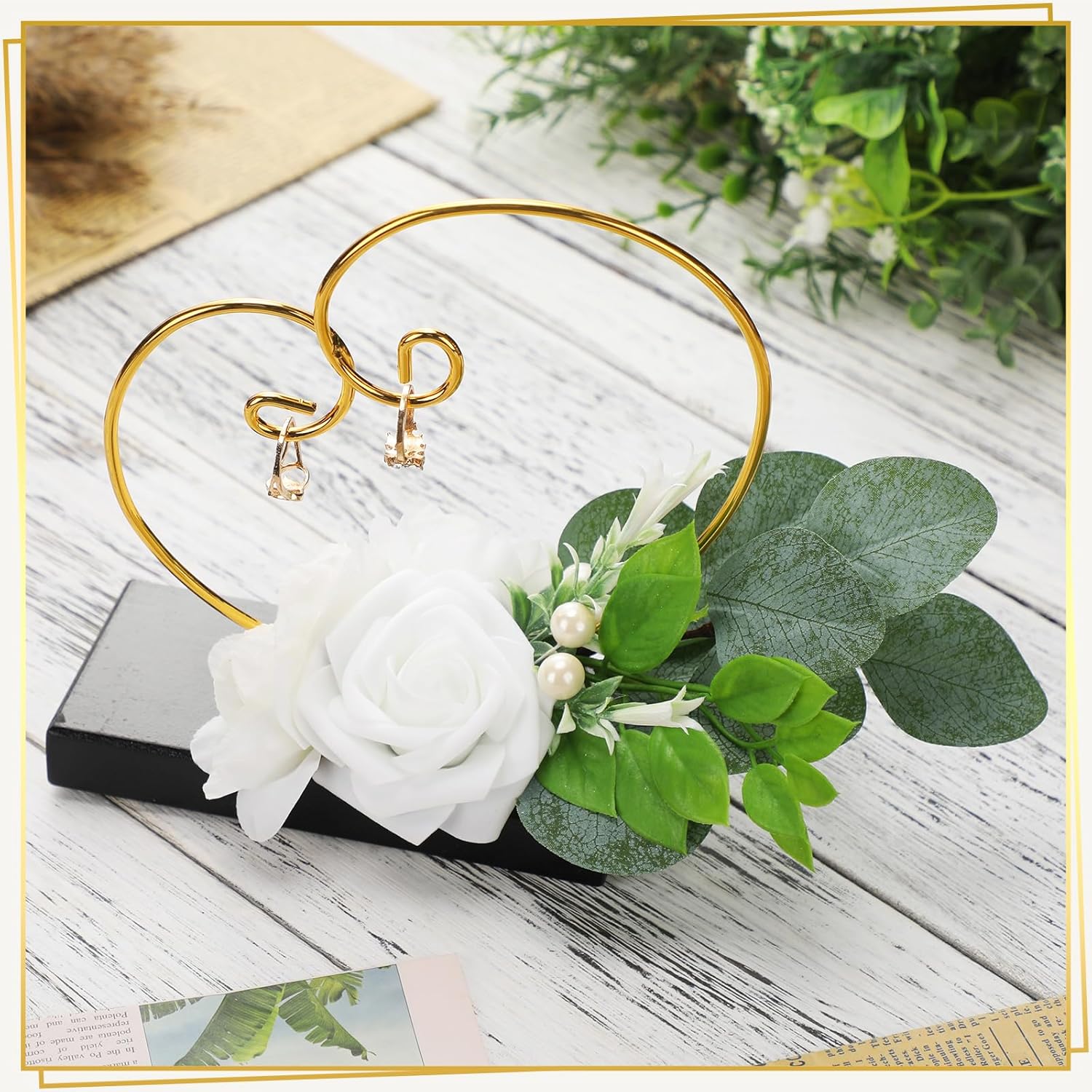 Wedding Ring Holder Heart Shaped Flower Girl Basket Display Stand