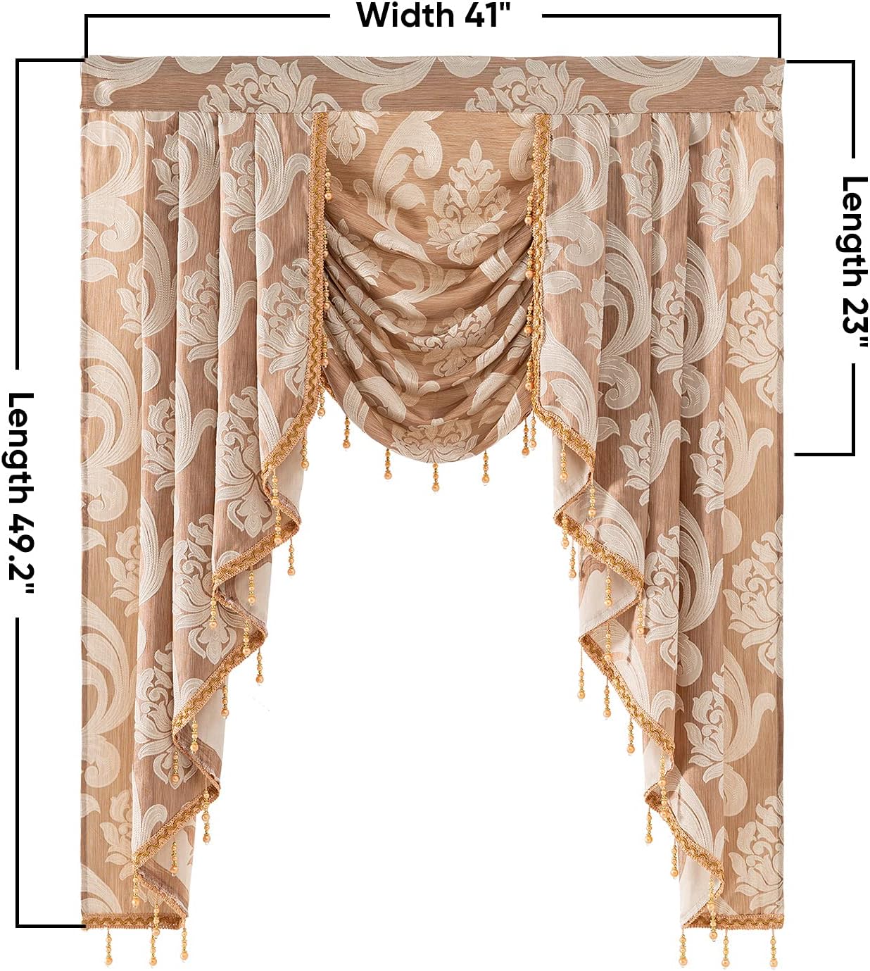 NAPEARL Beige Waterfall Valance for Living Room