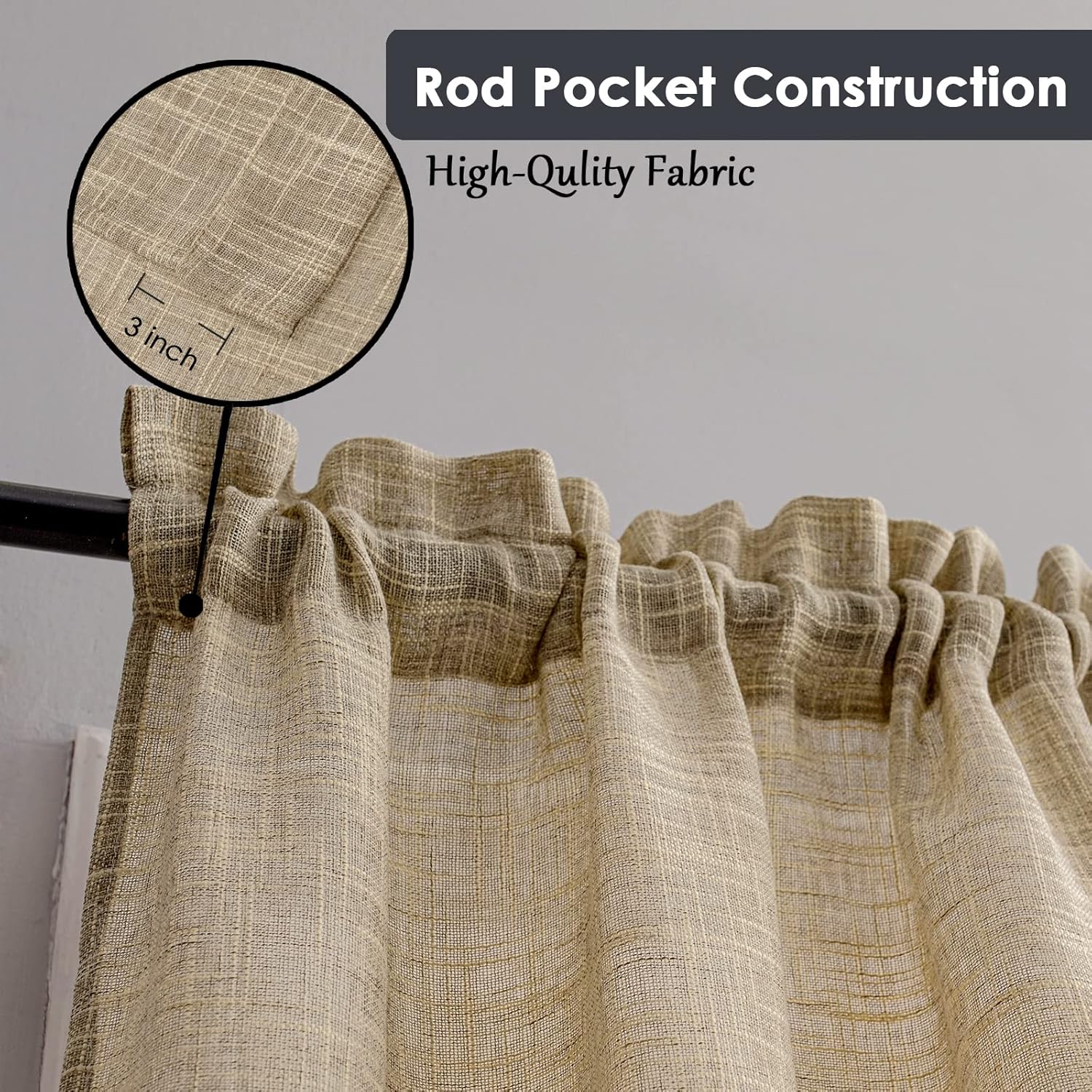 Beda Home Tassel Linen Textured Swag Valance - Farmhouse Style 36x63 Inch 1 Pair