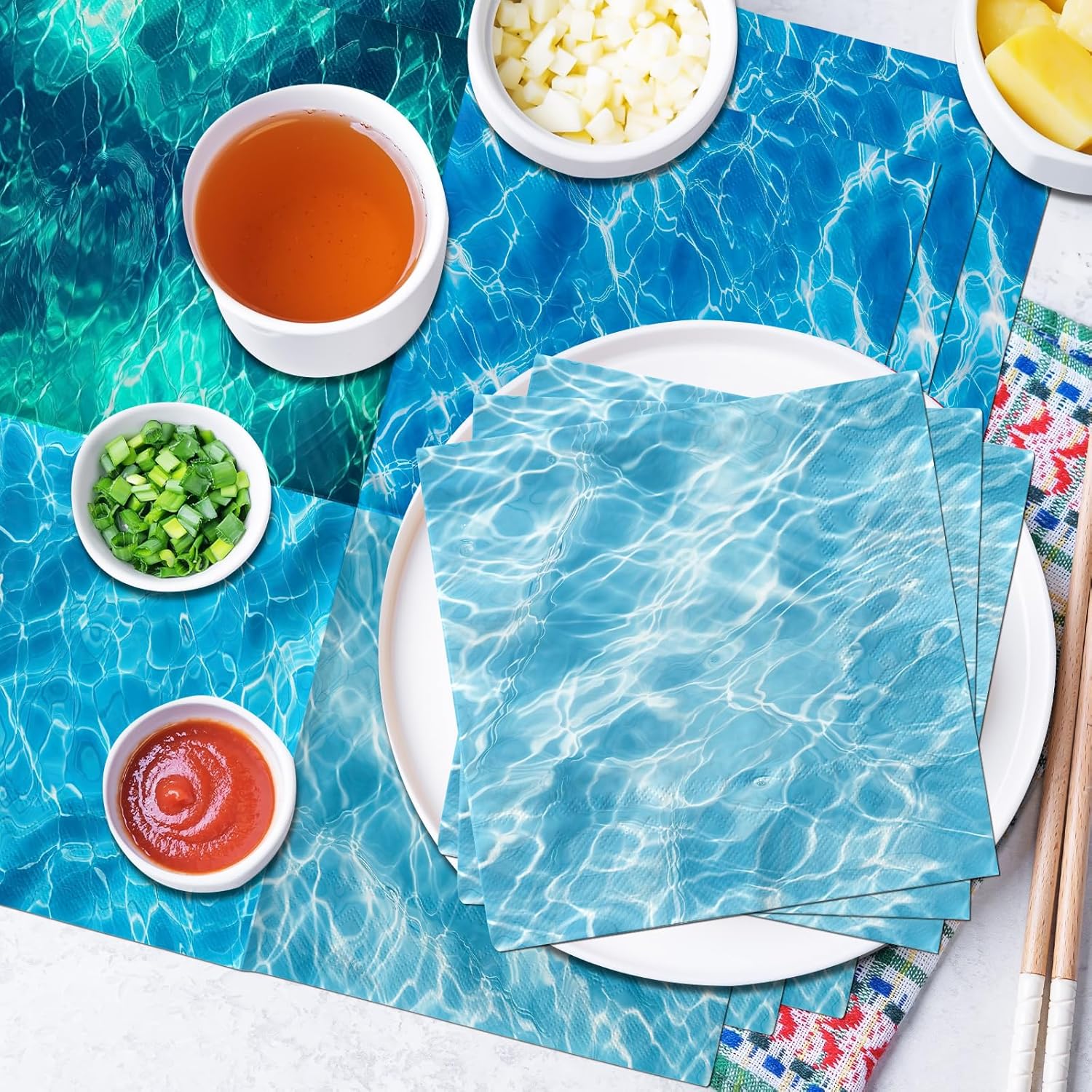 Ocean Themed Party Napkins Set 40Pcs Blue Summer Decorations