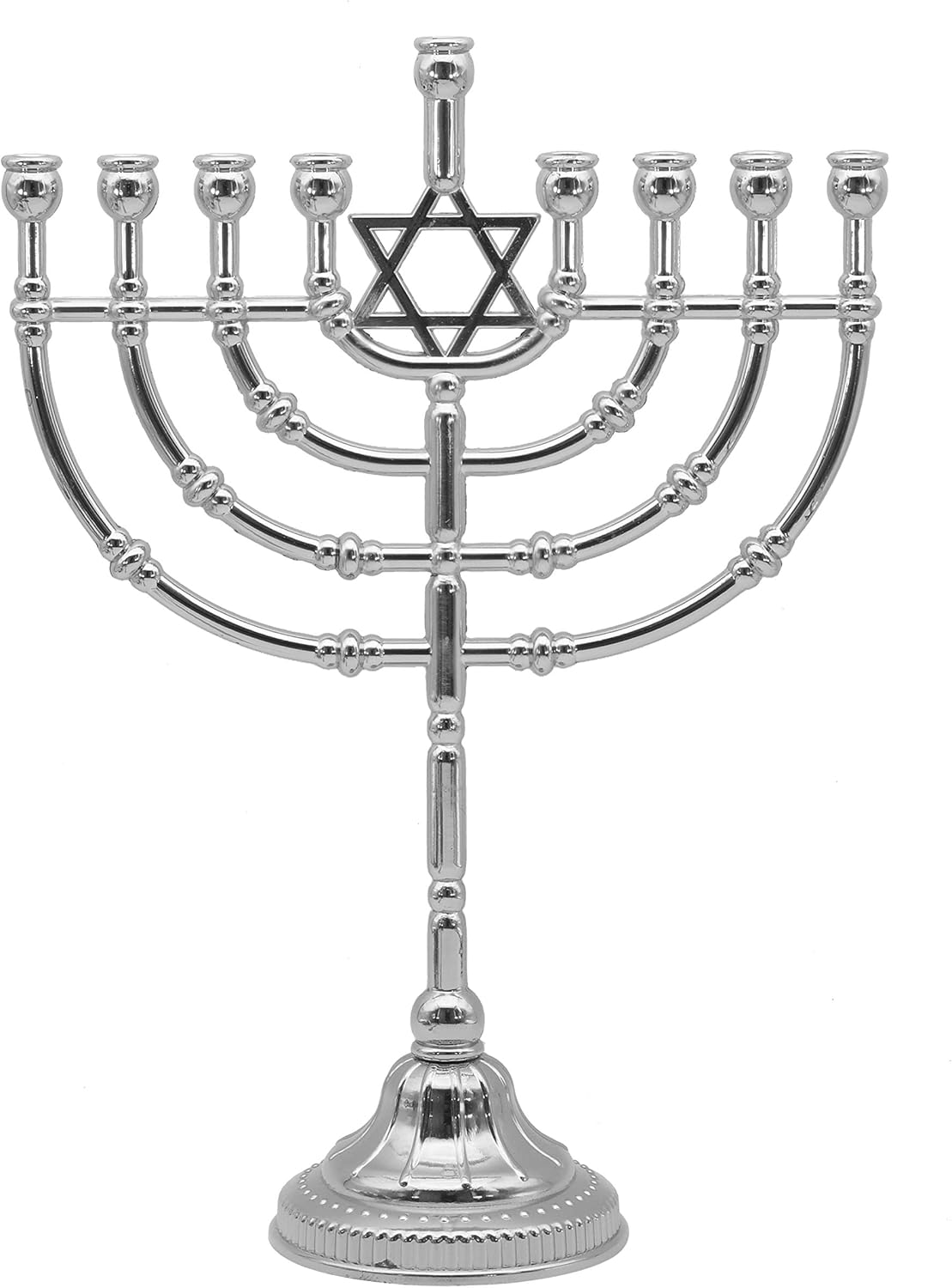 Ner Mitzvah Silvertone Candle Menorah for Chanukah