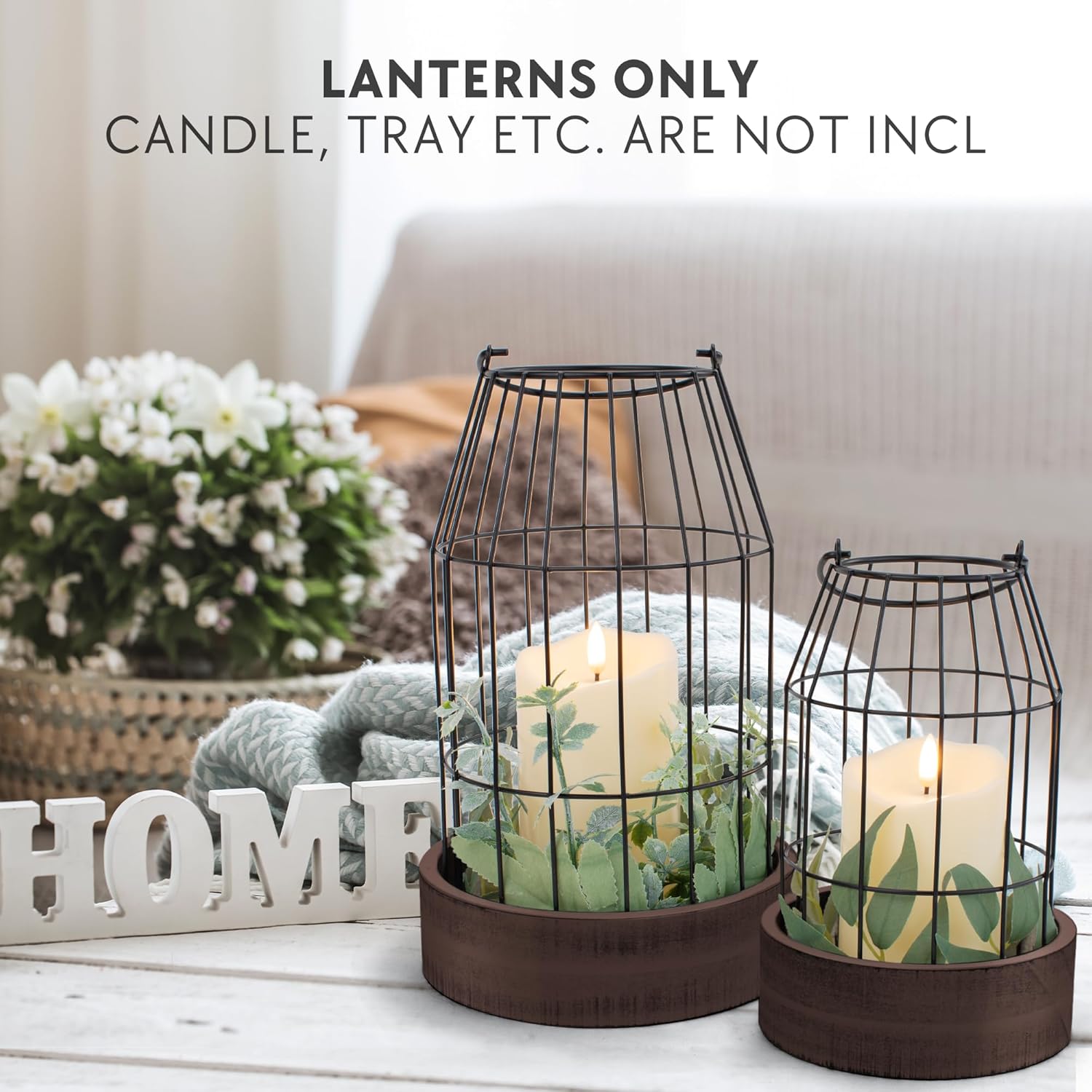 KIBAGA Rustic Decorative Lantern Set of 2