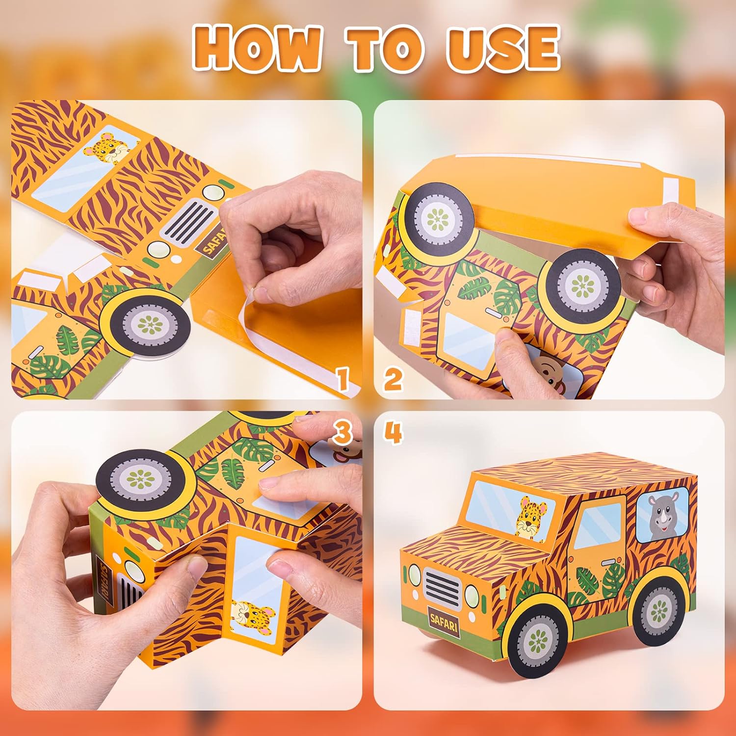 Set of 12 Jungle Animal Treat Boxes for Birthday Parties