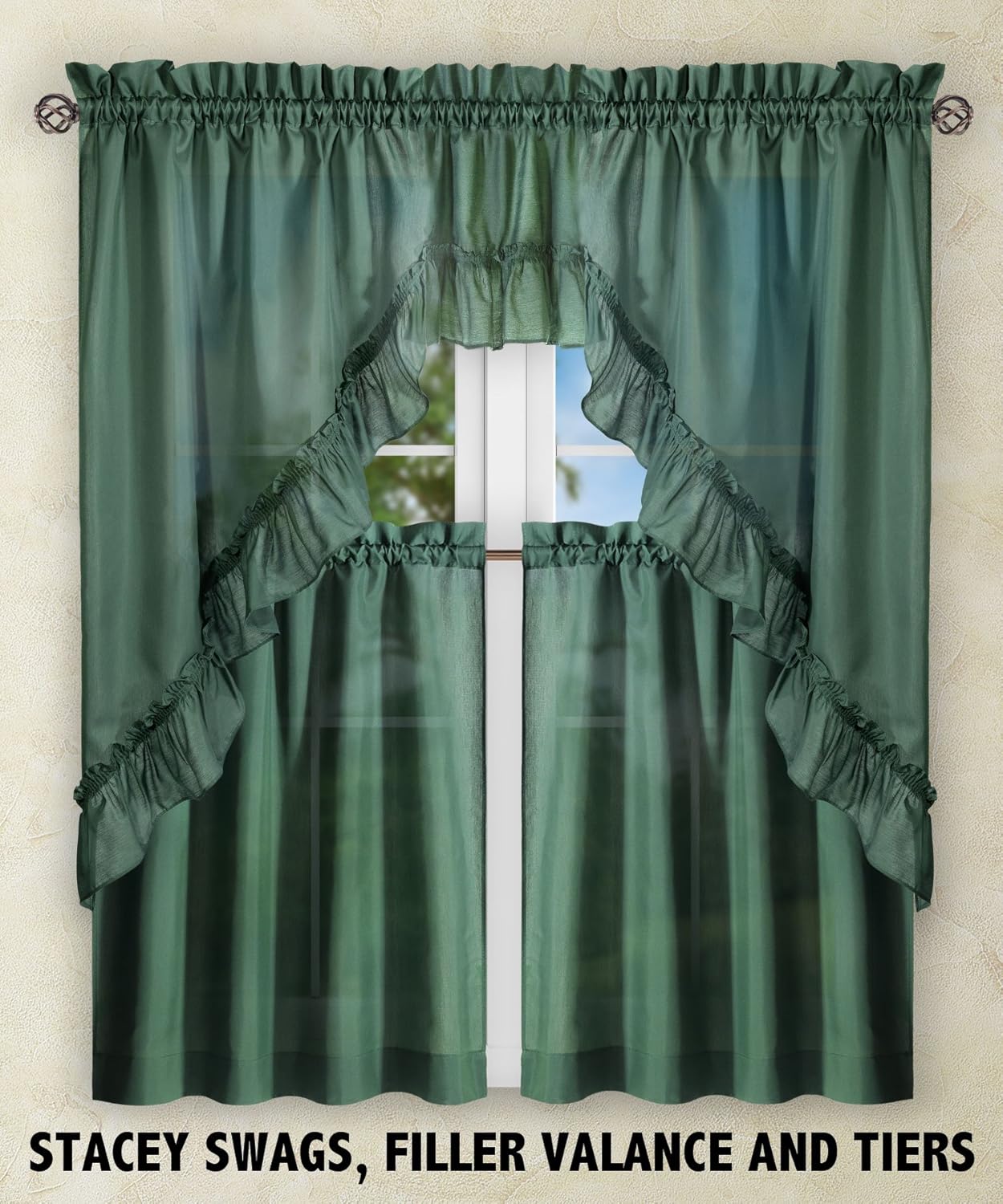 Simple Comfort Ellis 60x38 Inch Ruffled Swag Curtain in Harvest