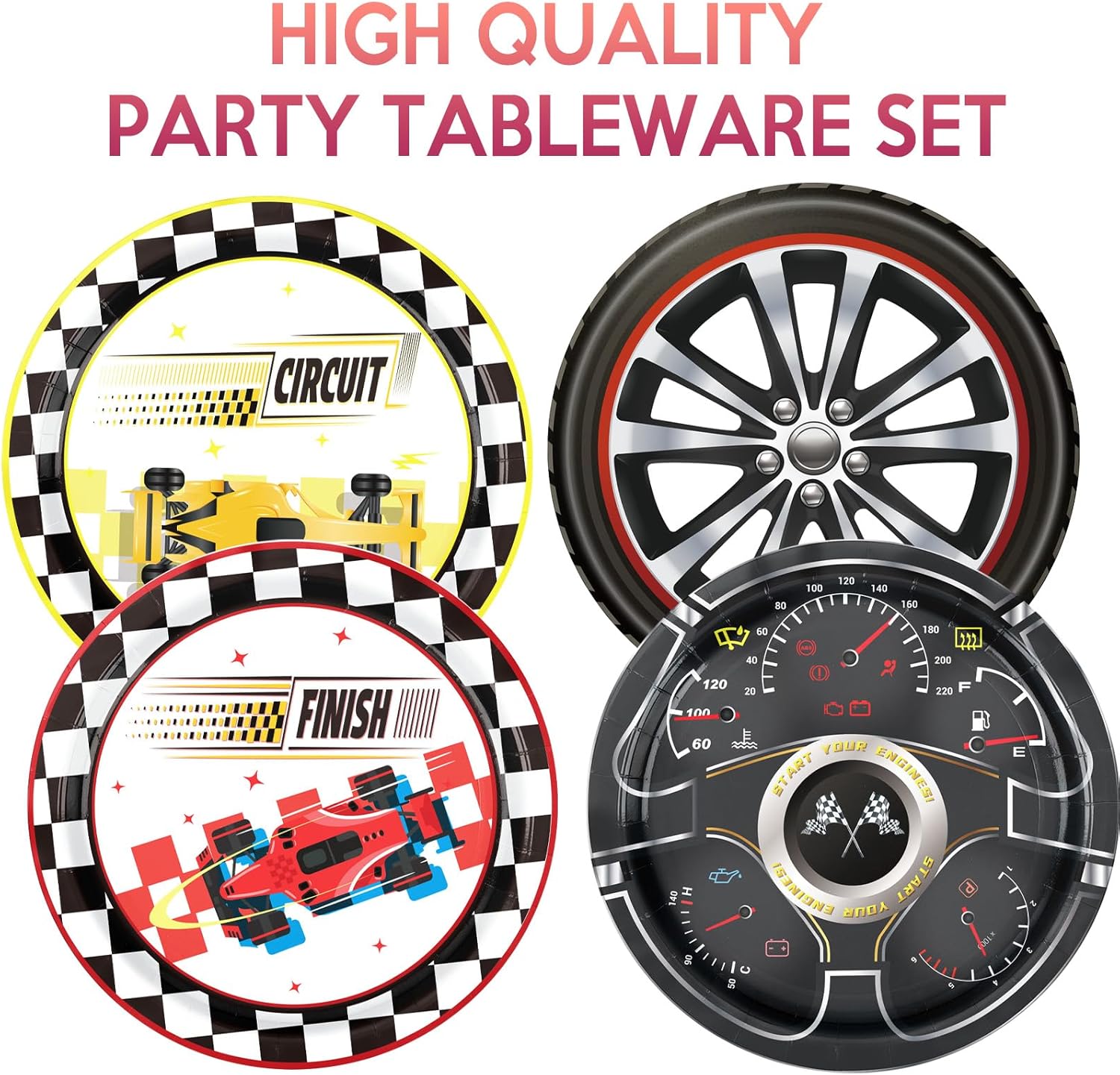 Race Car Birthday Decorations 48PCS Checked Plates and Tableware