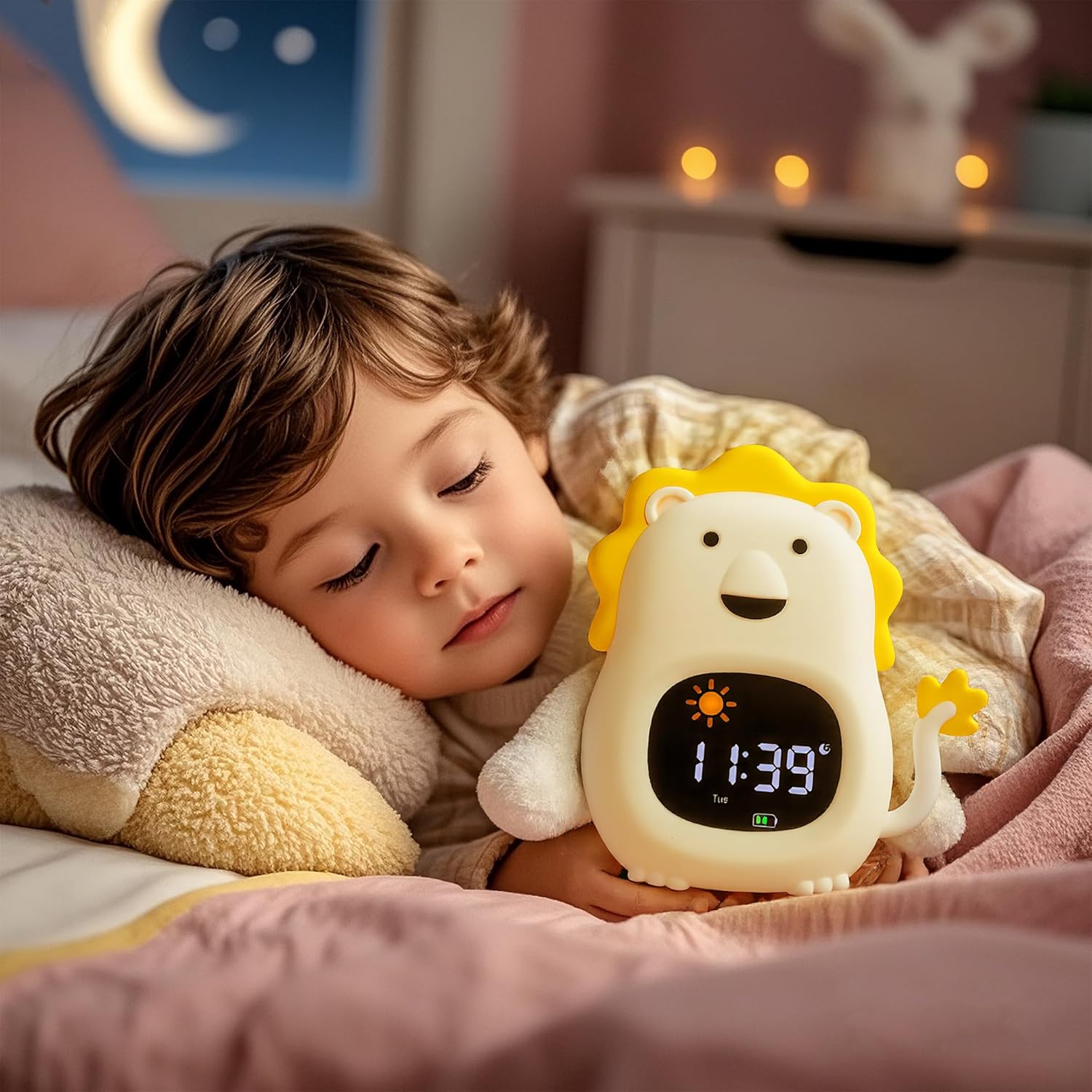 Kids Alarm Clock with White Noise and Night Light