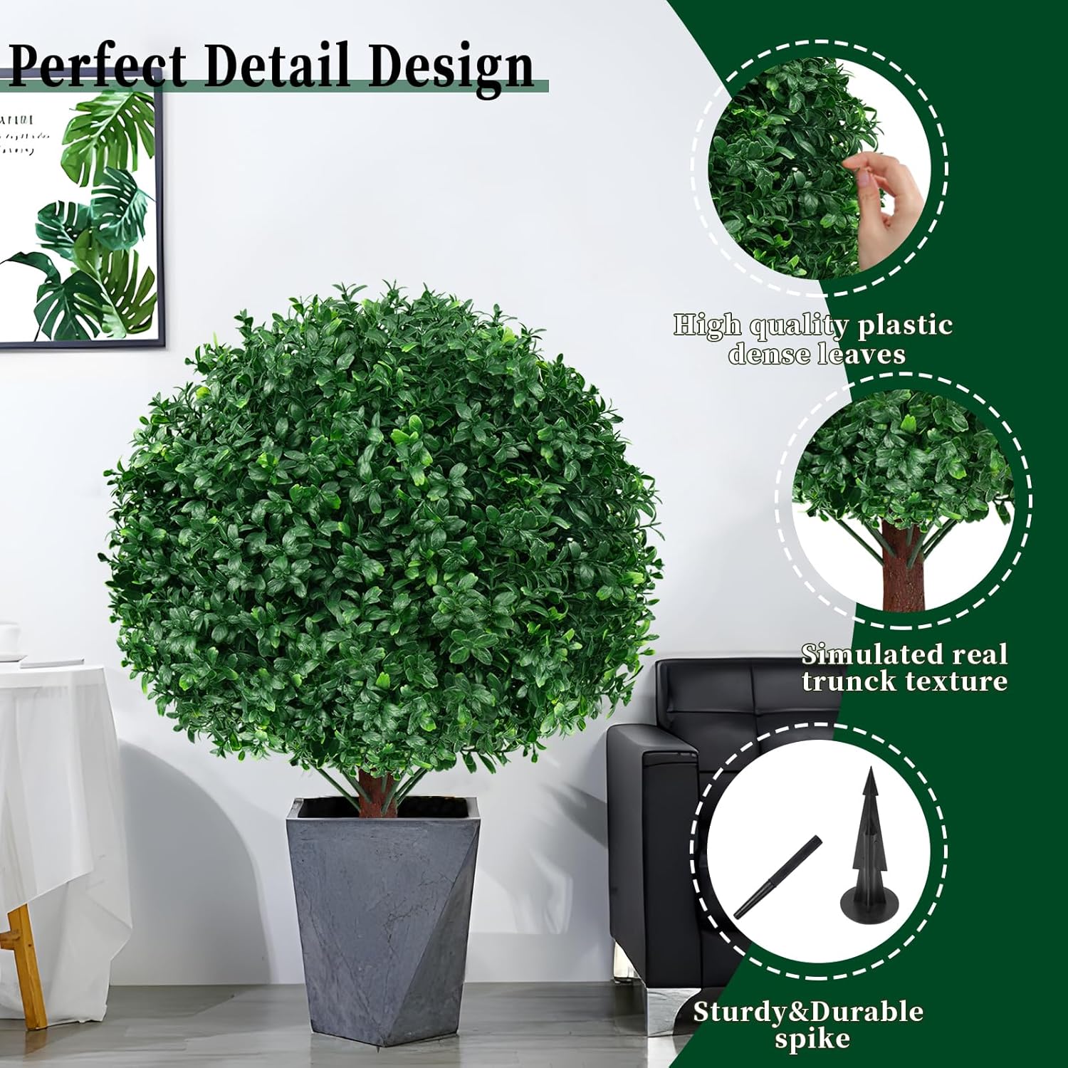 EverNature Artificial Topiary Ball Trees 2 Set UV Resistant
