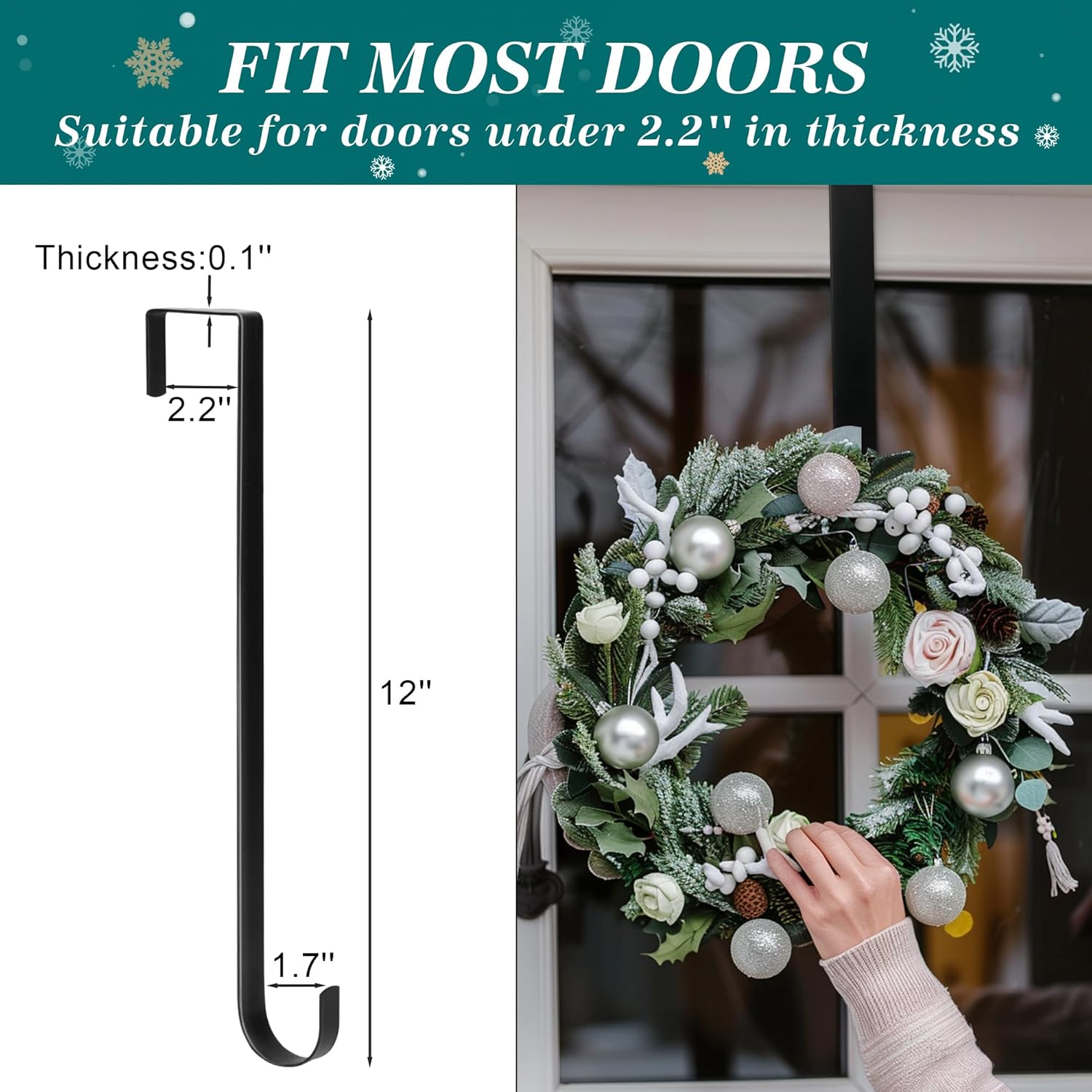 HOOSUN 12 Inch Wreath Hanger Door Hooks