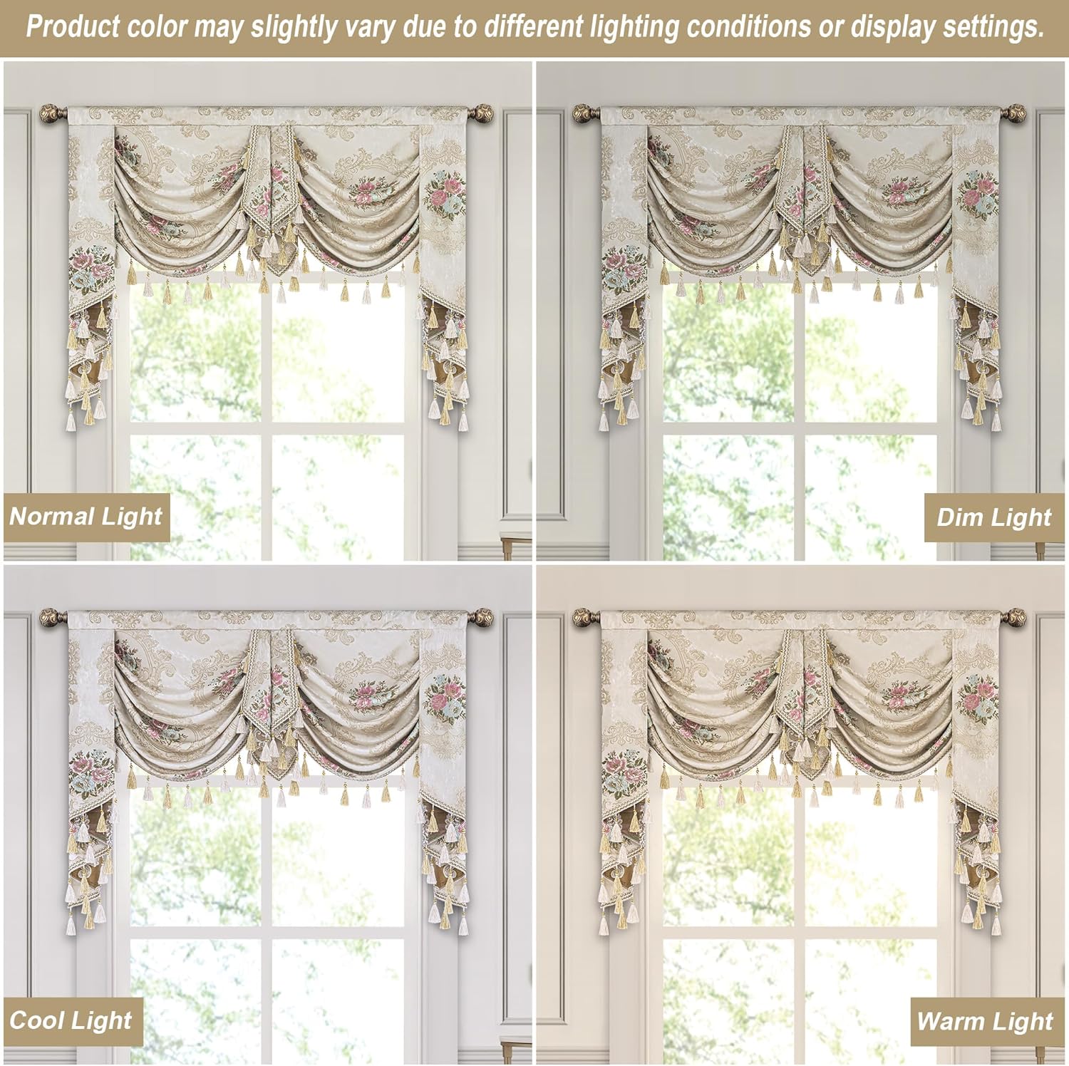 Loom And Mill Luxury Waterfall Valance Valance With Tassels
