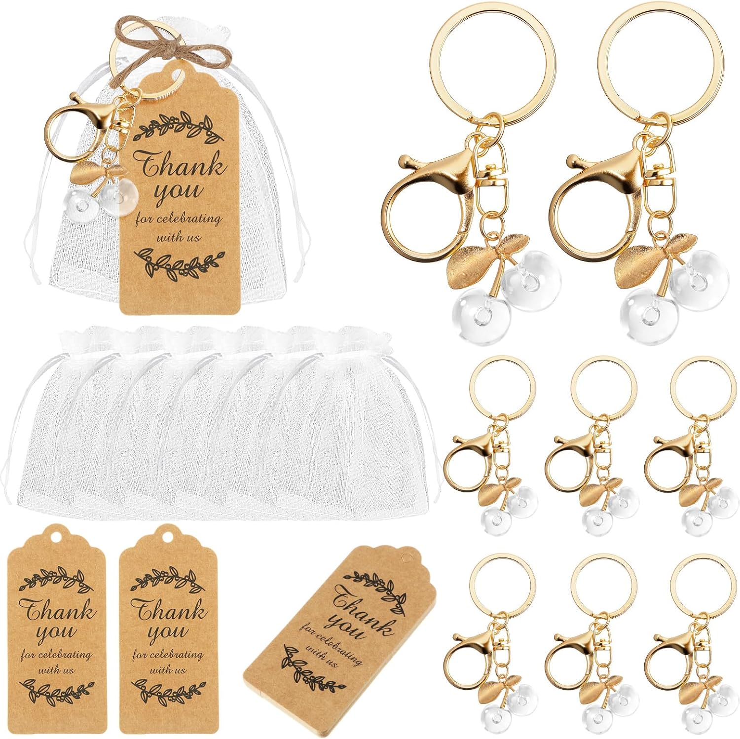 20 Piece Cherry Keychain Gift Set for Events