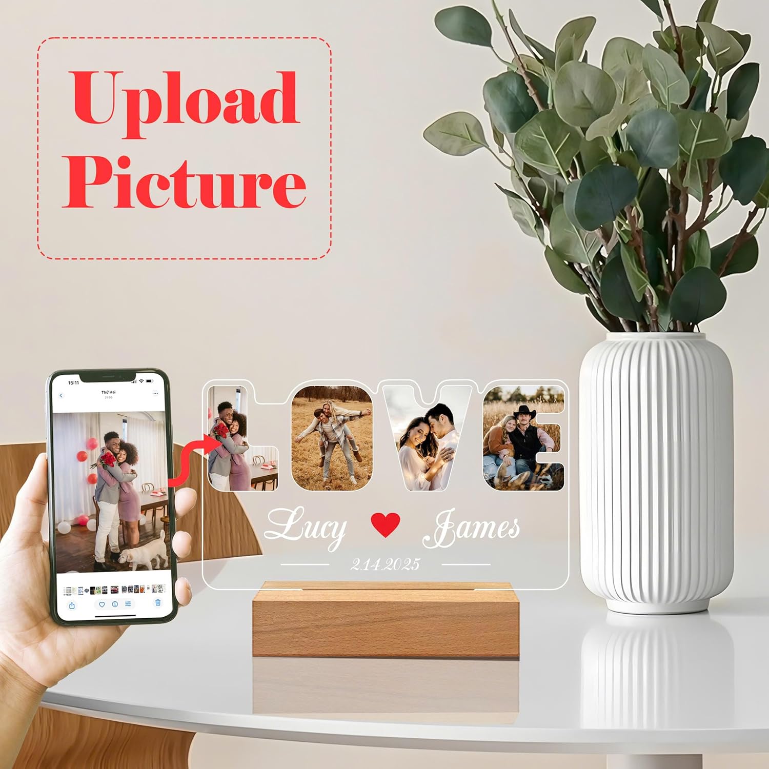 Personalized Love Photo Frame with Night Light