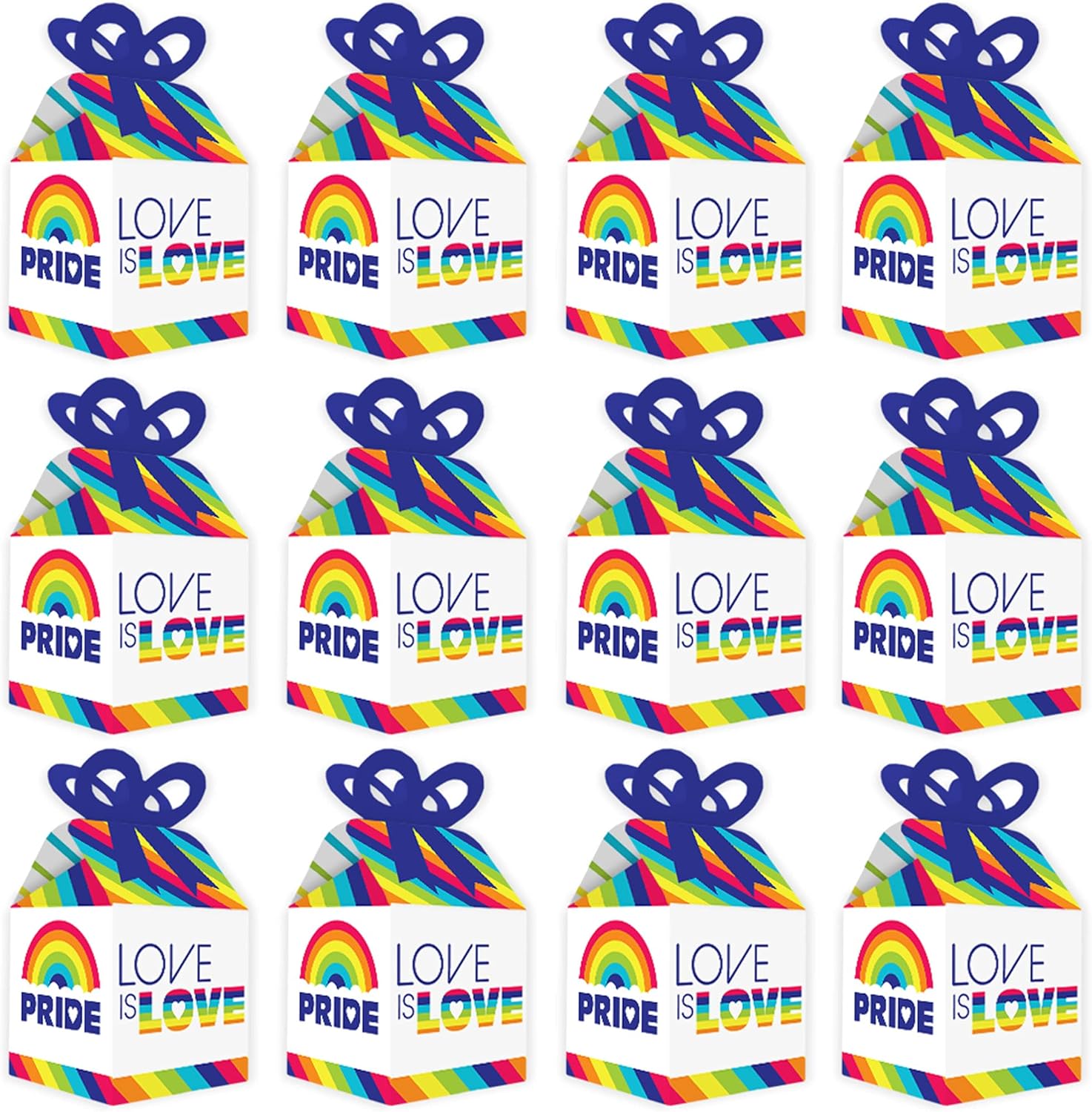 Big Dot of Happiness Love is Love Bow Boxes Set of 12