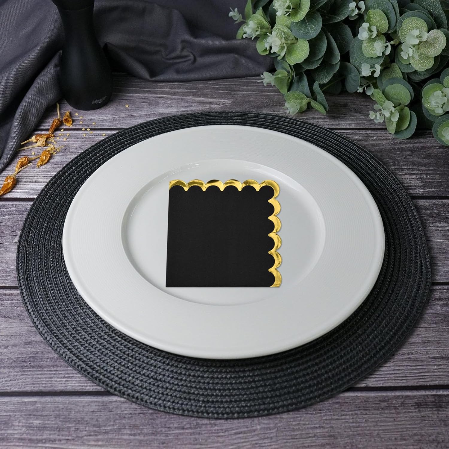 200 Pack Black Gold Foil Cocktail Napkins for Themed Events