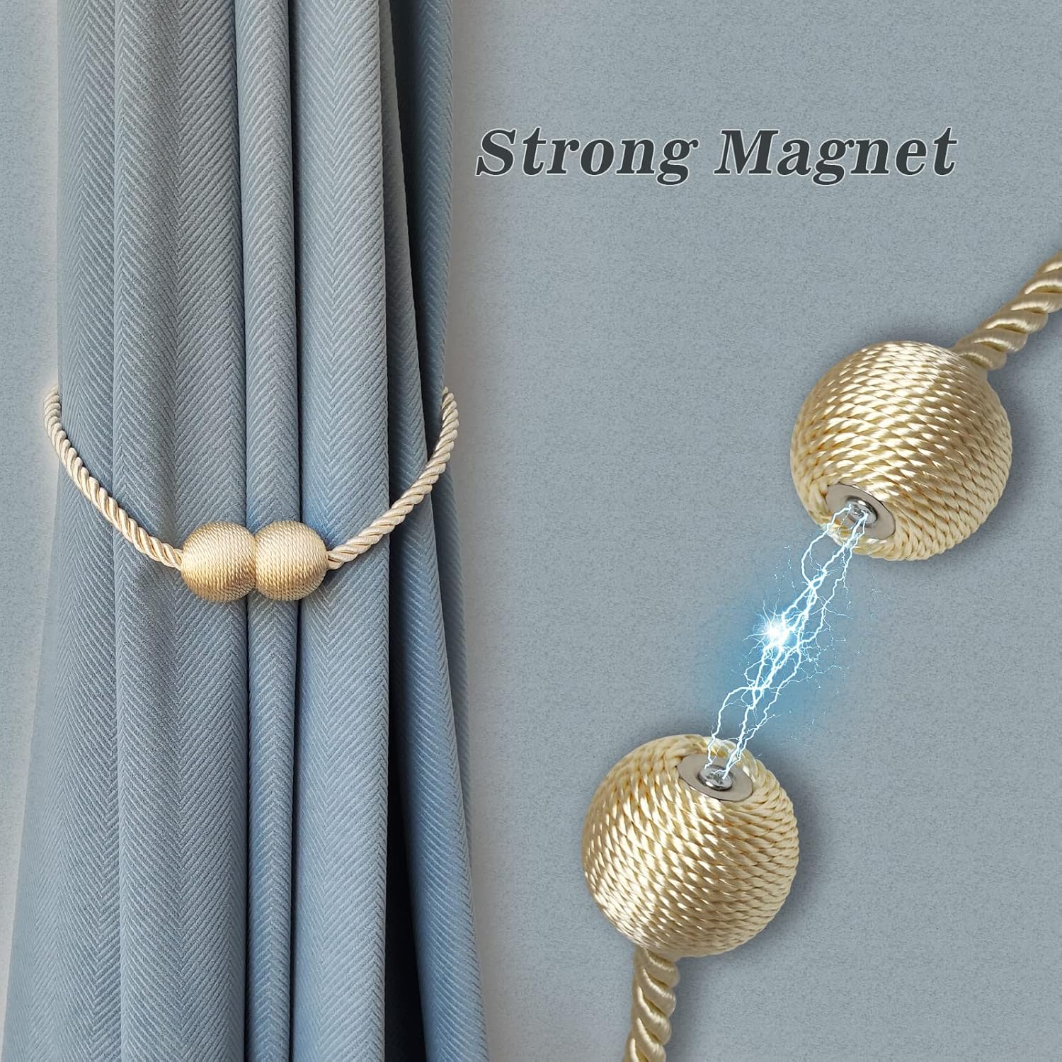 Hion Magnetic Curtain Holdbacks Grey 2pcs