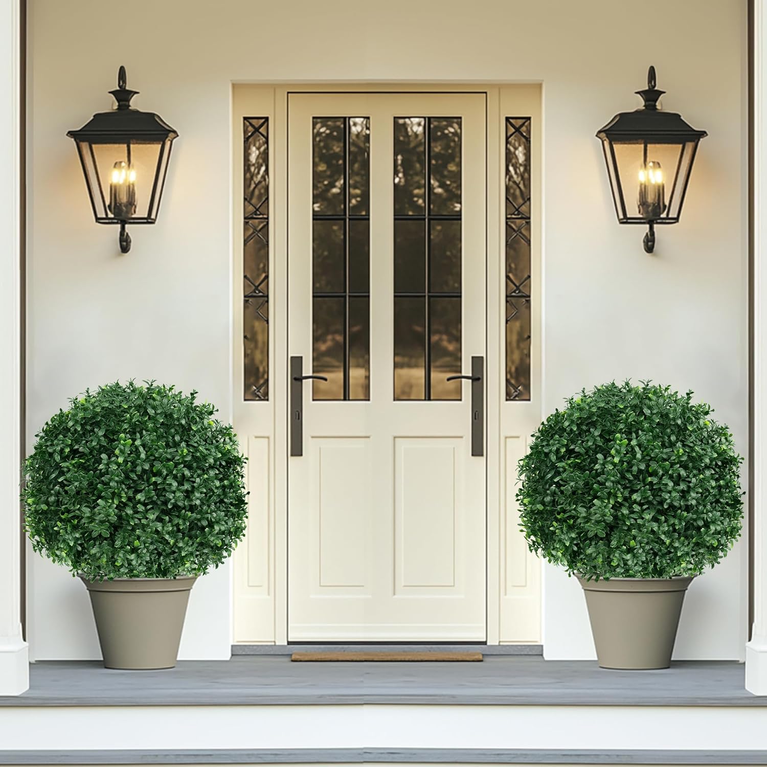 Grooy Artificial Boxwood Topiary Ball Tree Set of 2