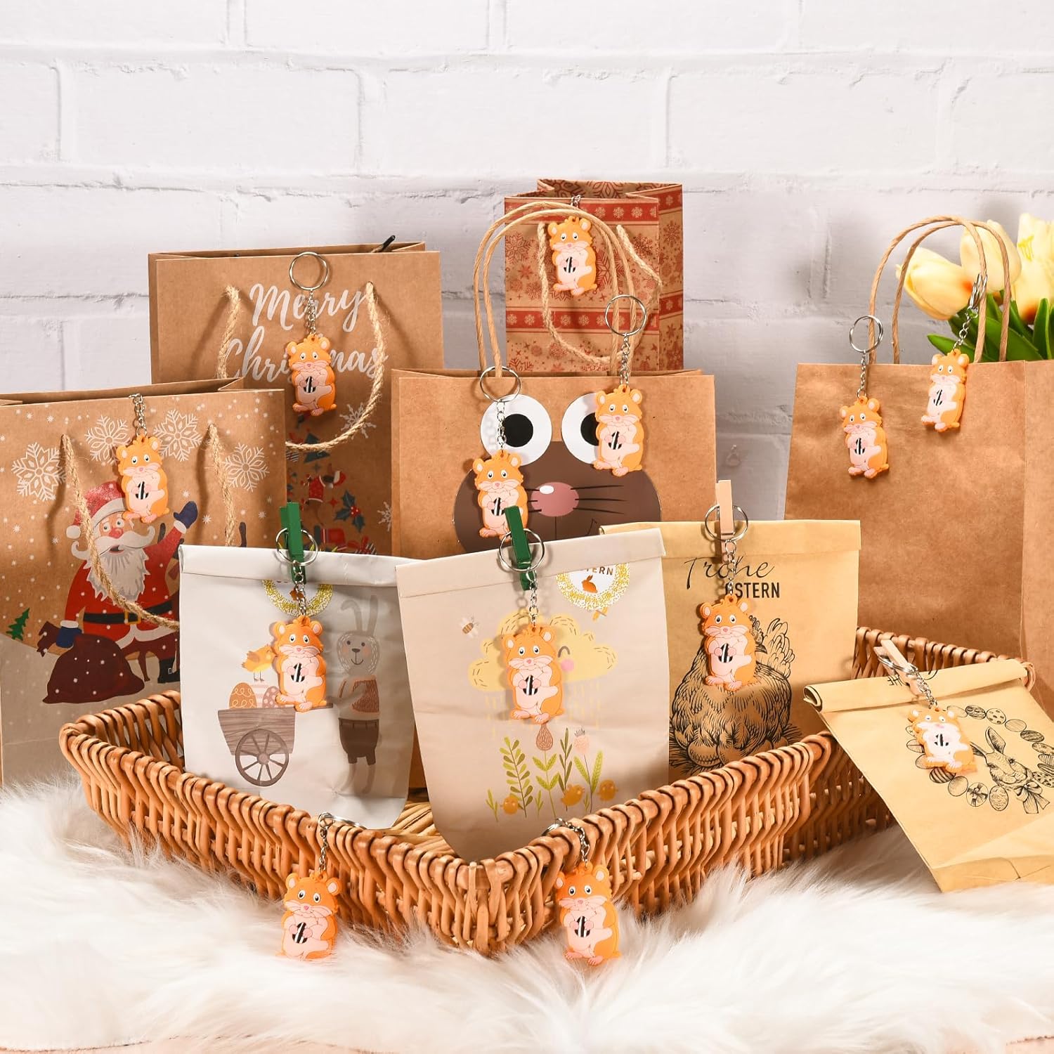 iMagitek 24 Pack Hamster Keychains for Parties