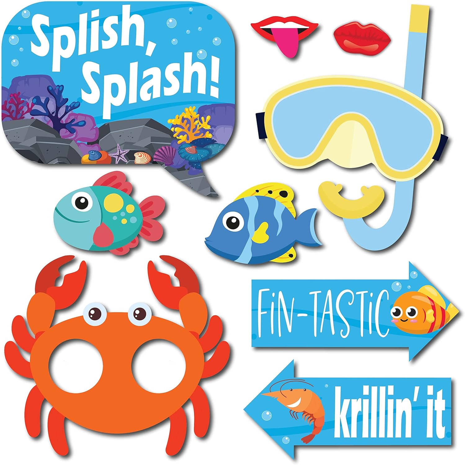 Under The Sea Photo Booth Props - 41 Piece Ocean Party Kit