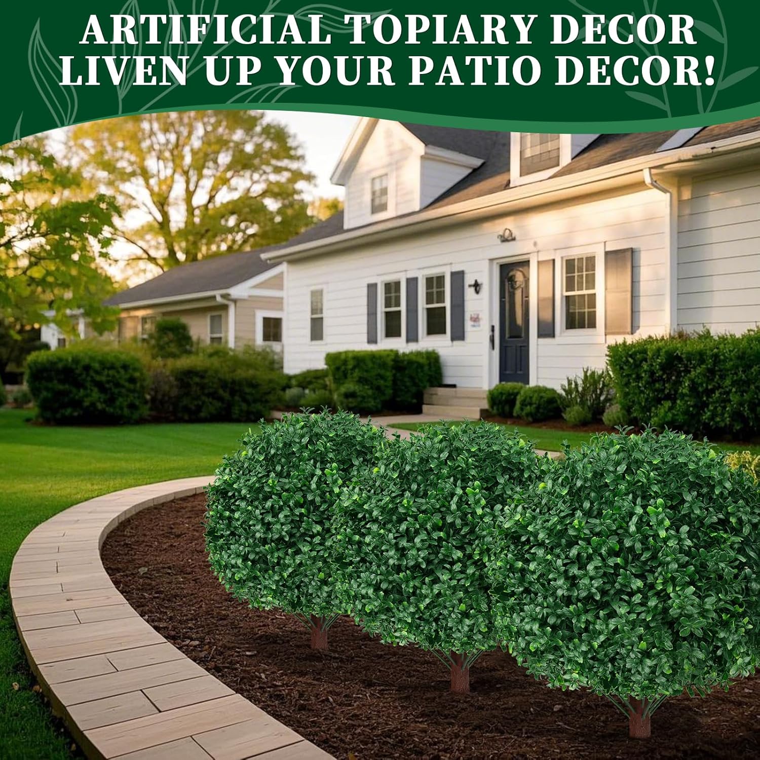 EverNature Artificial Topiary Ball Trees 2 Set UV Resistant