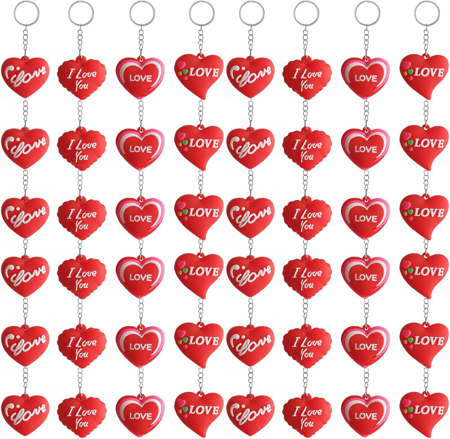 48 Pcs Red Heart Keychains for Valentines Day