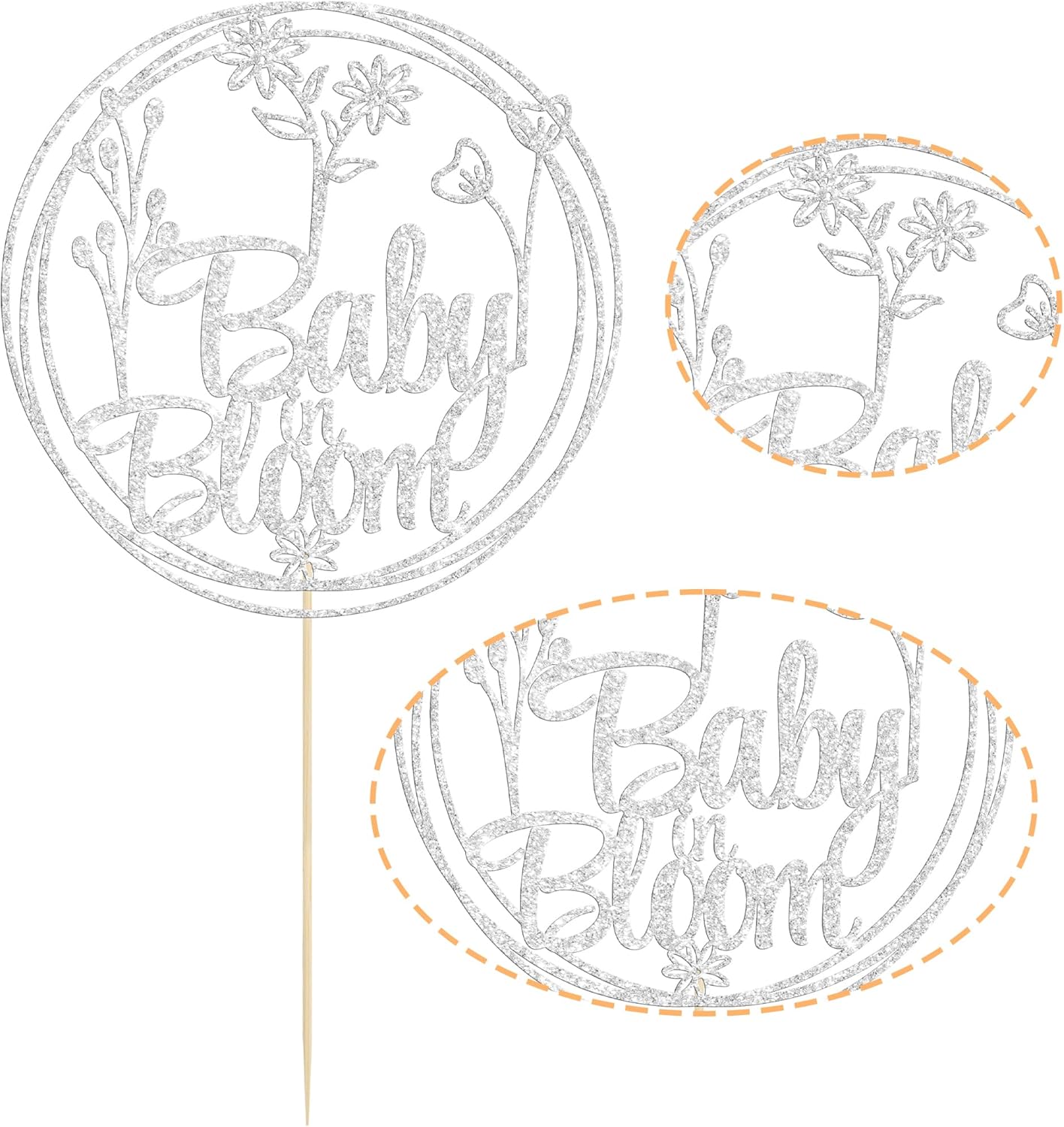 Gyufise Baby in Bloom Glitter Flower Cake Topper
