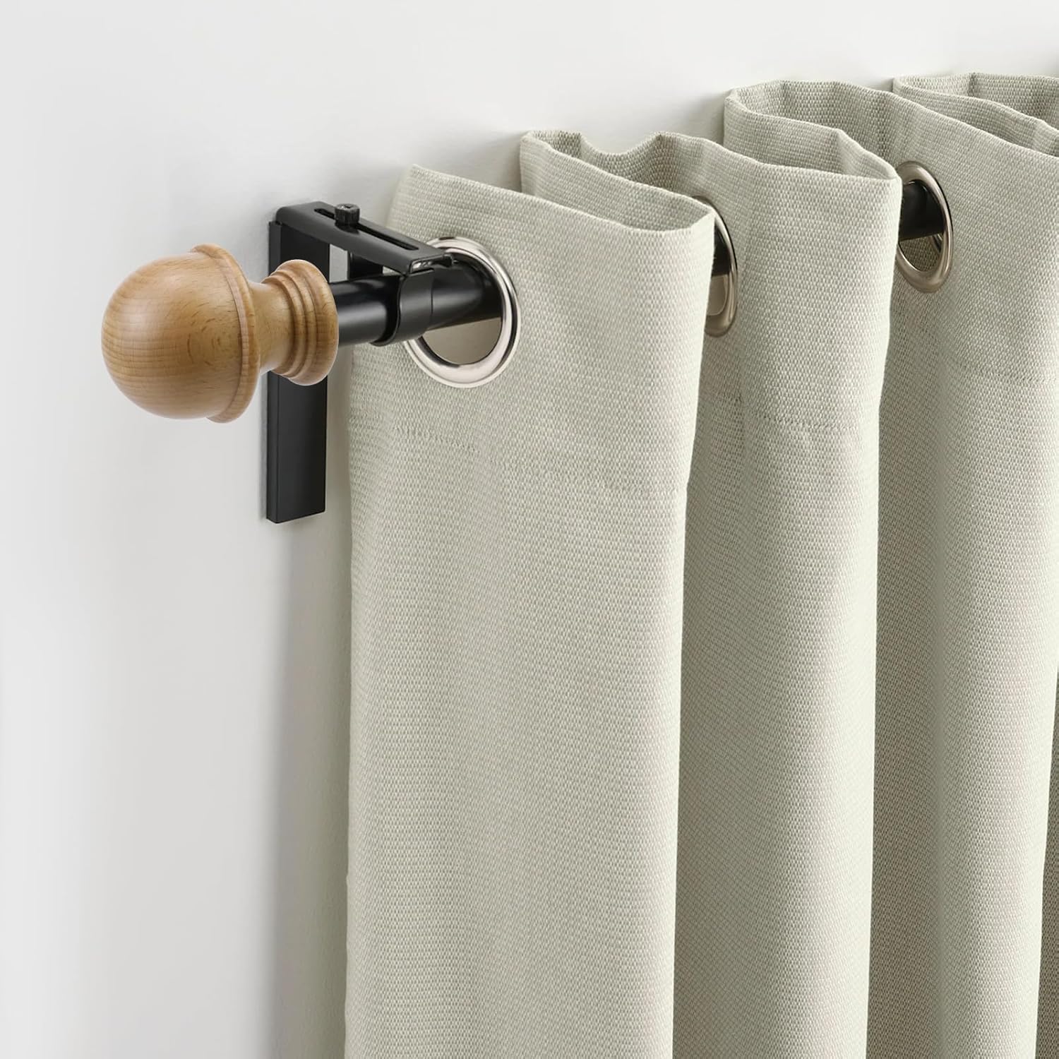 Antrader Wood Mushroom Finial Curtain Rod End Cap