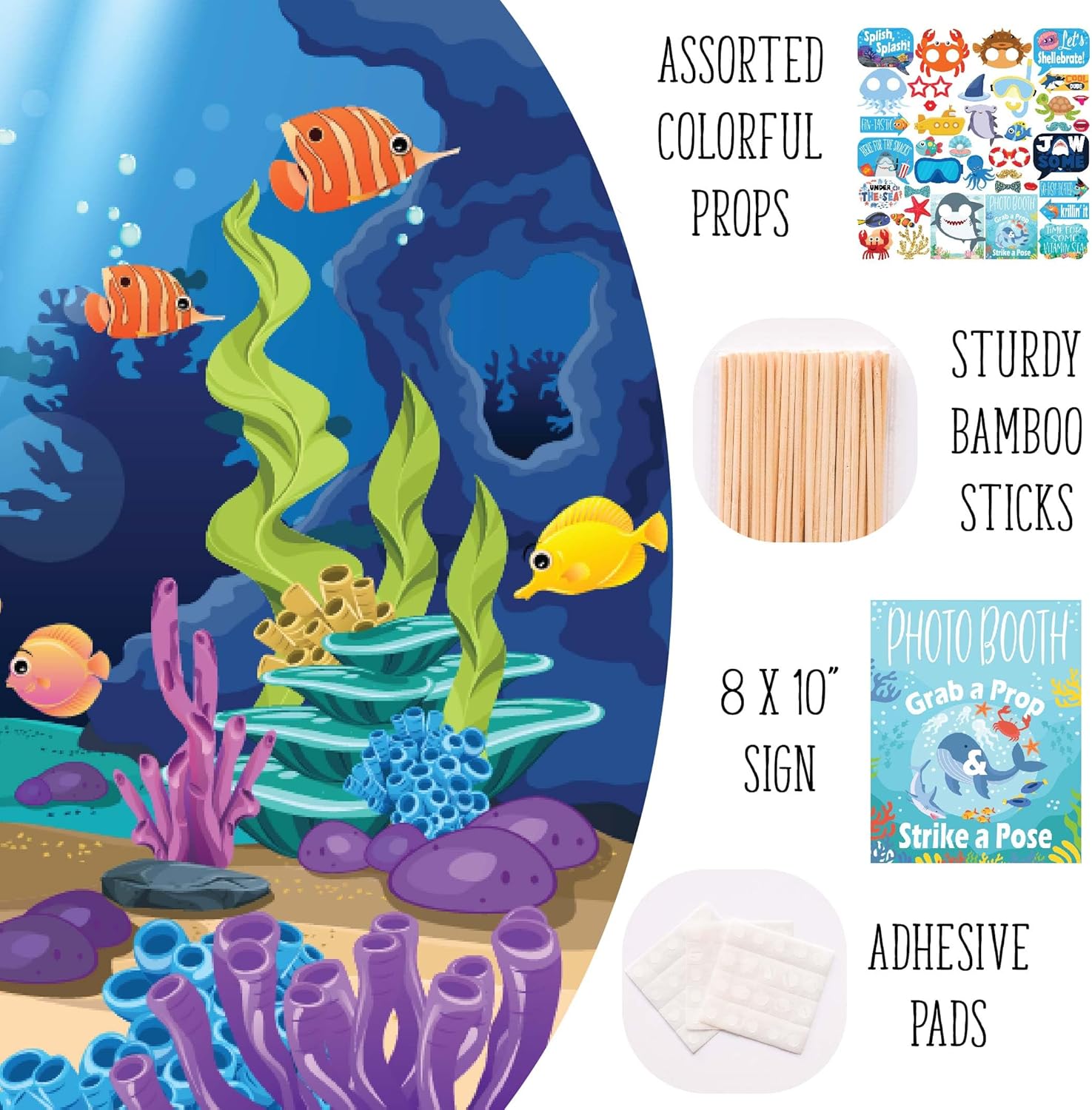 Under The Sea Photo Booth Props - 41 Piece Ocean Party Kit