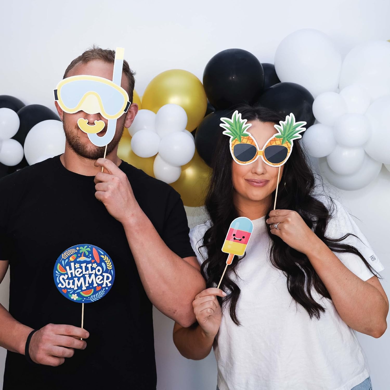 Summer Photo Booth Props - 41 Pieces with Signs Pads Sticks