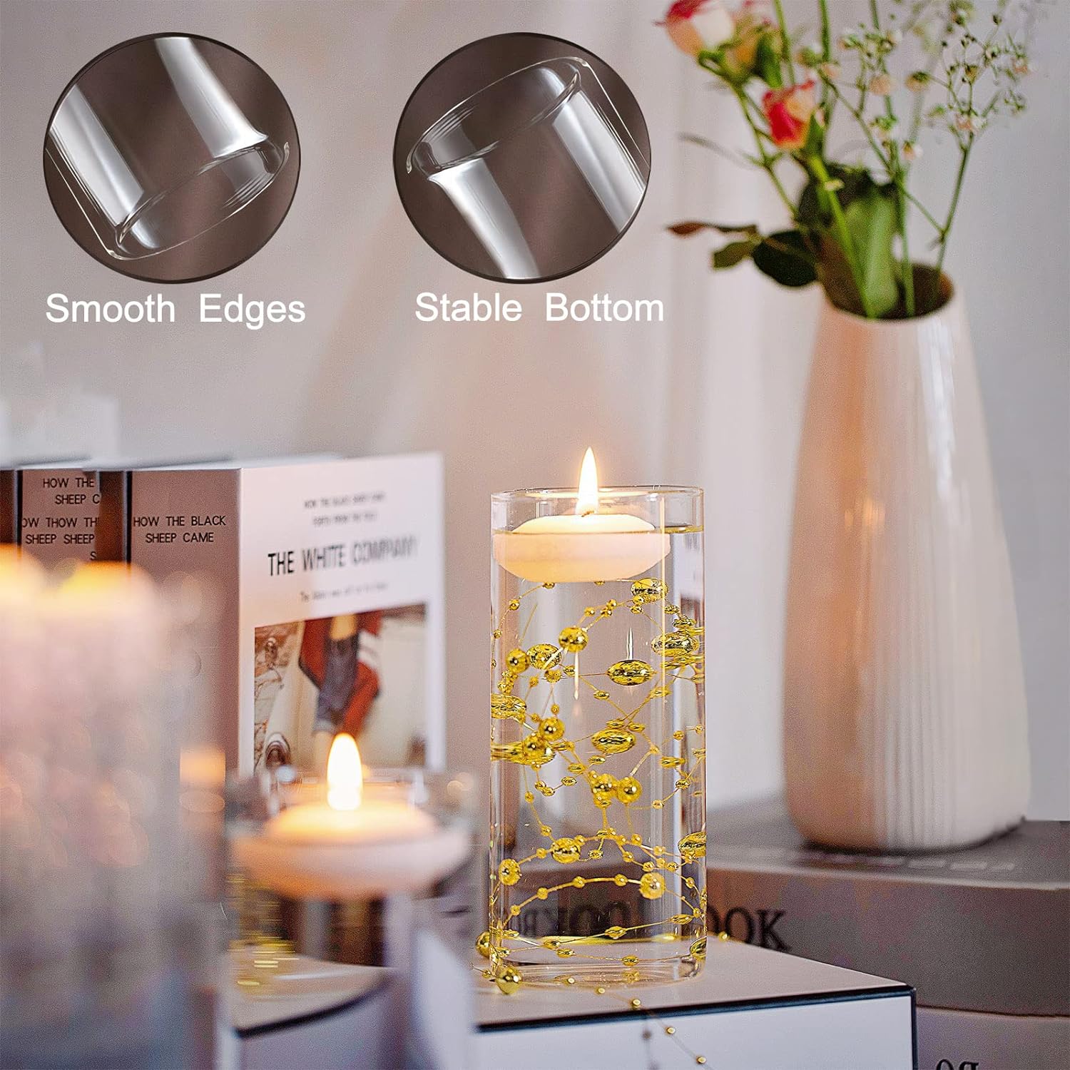UDU 16 Glass Cylinder Vase Set for Centerpieces