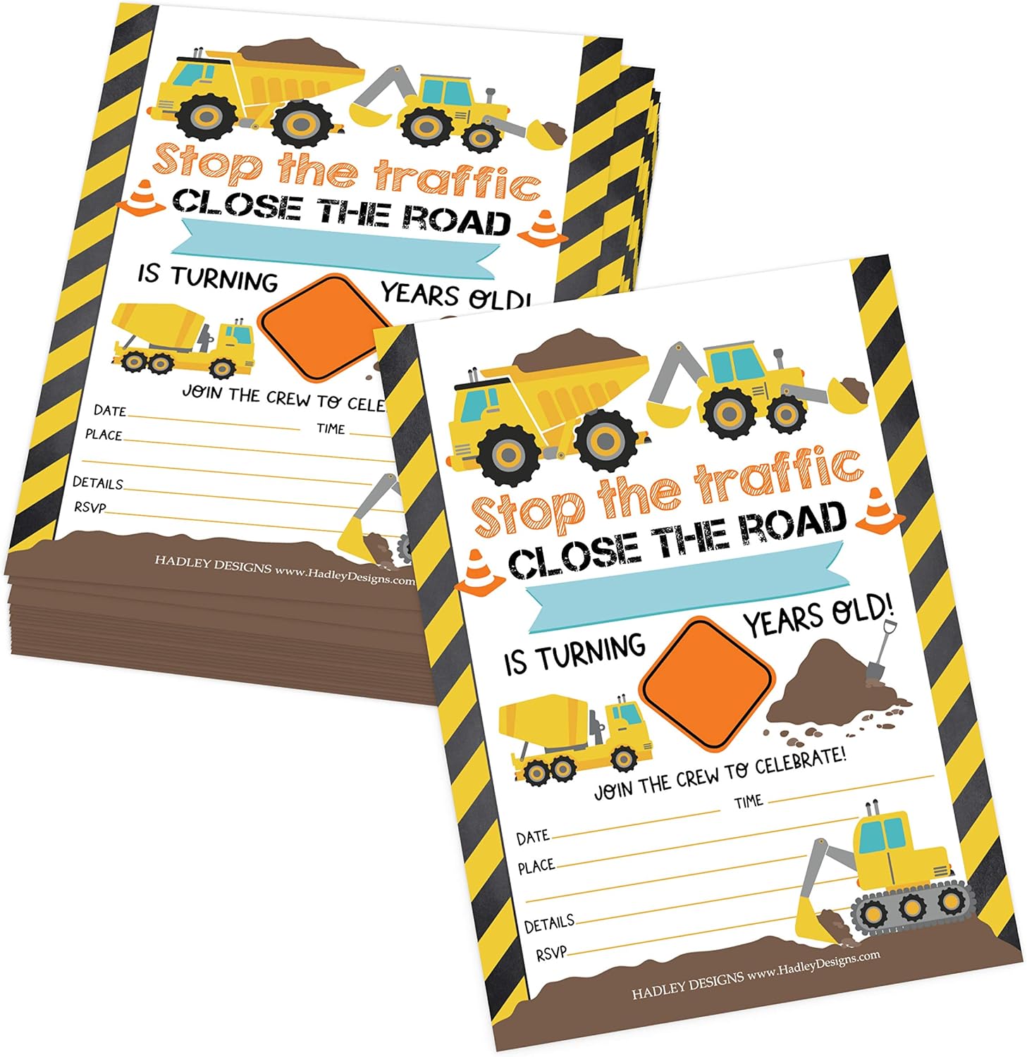 Hadley Designs Construction Birthday Invitations Set of 25
