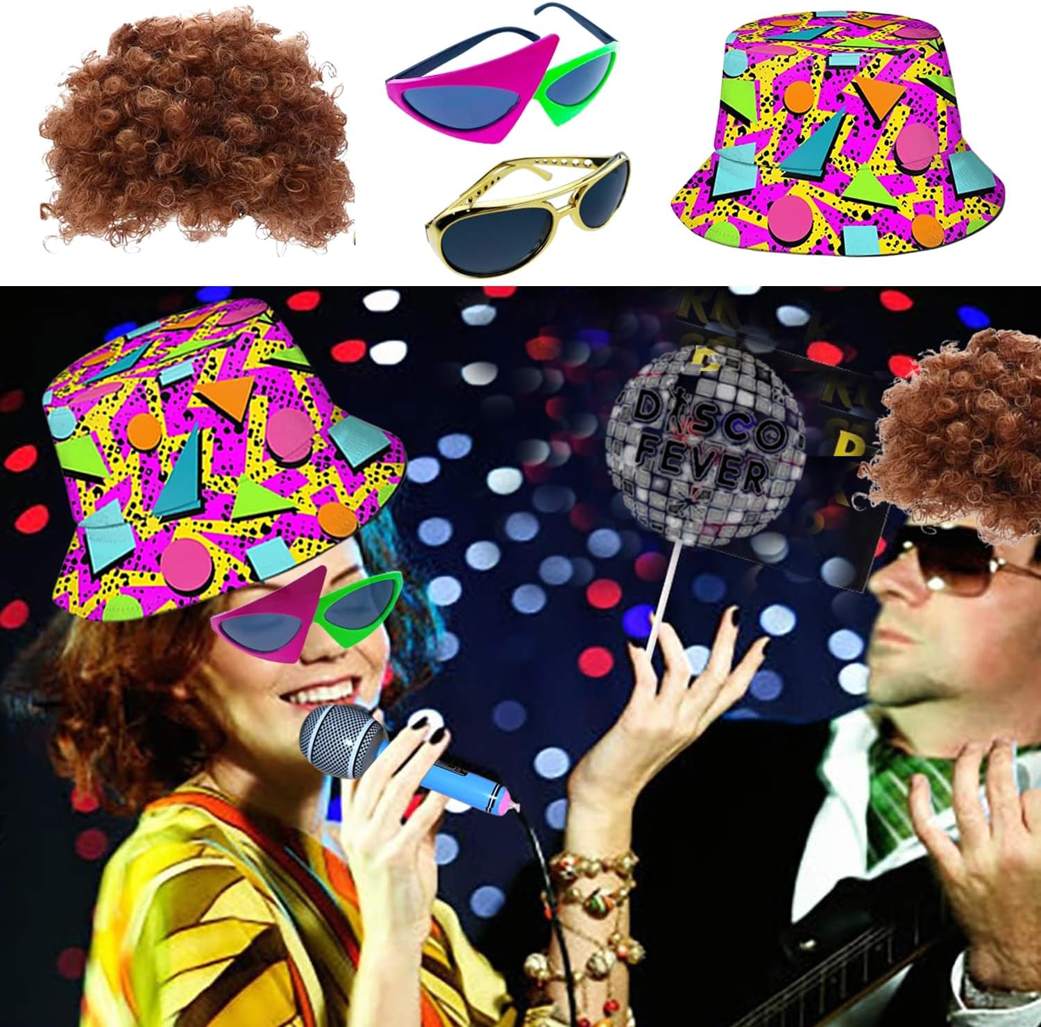 HEYTOP 50 Pcs Rock Party Photo Booth Props Set for Adults