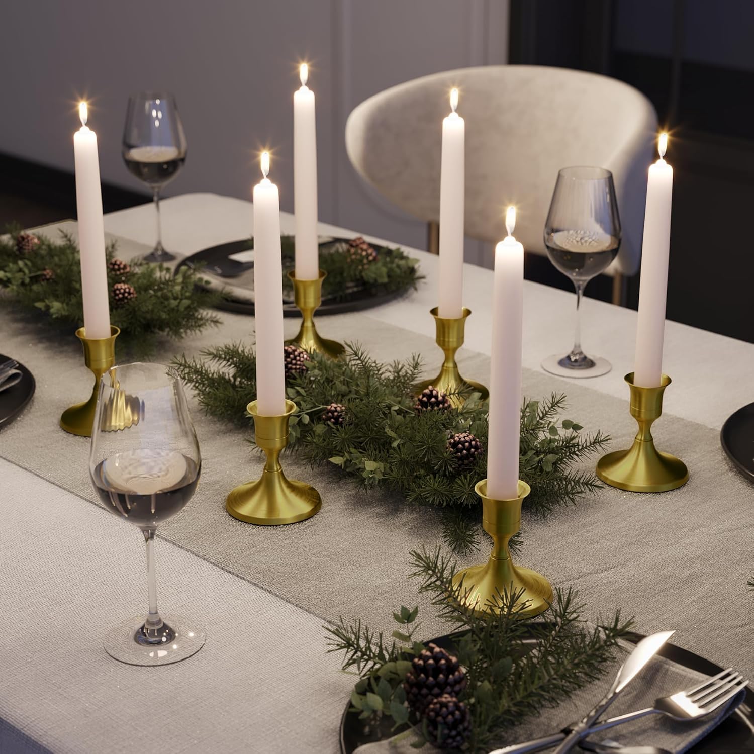Brass Gold Taper Candle Holders Set of 2