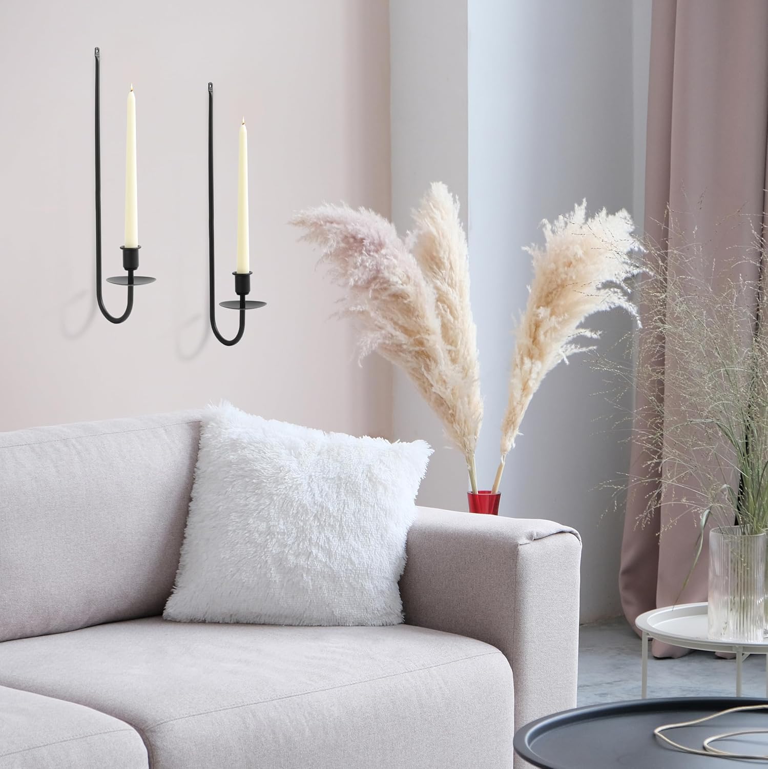 AlsoLife Black Candle Sconces Set of 2