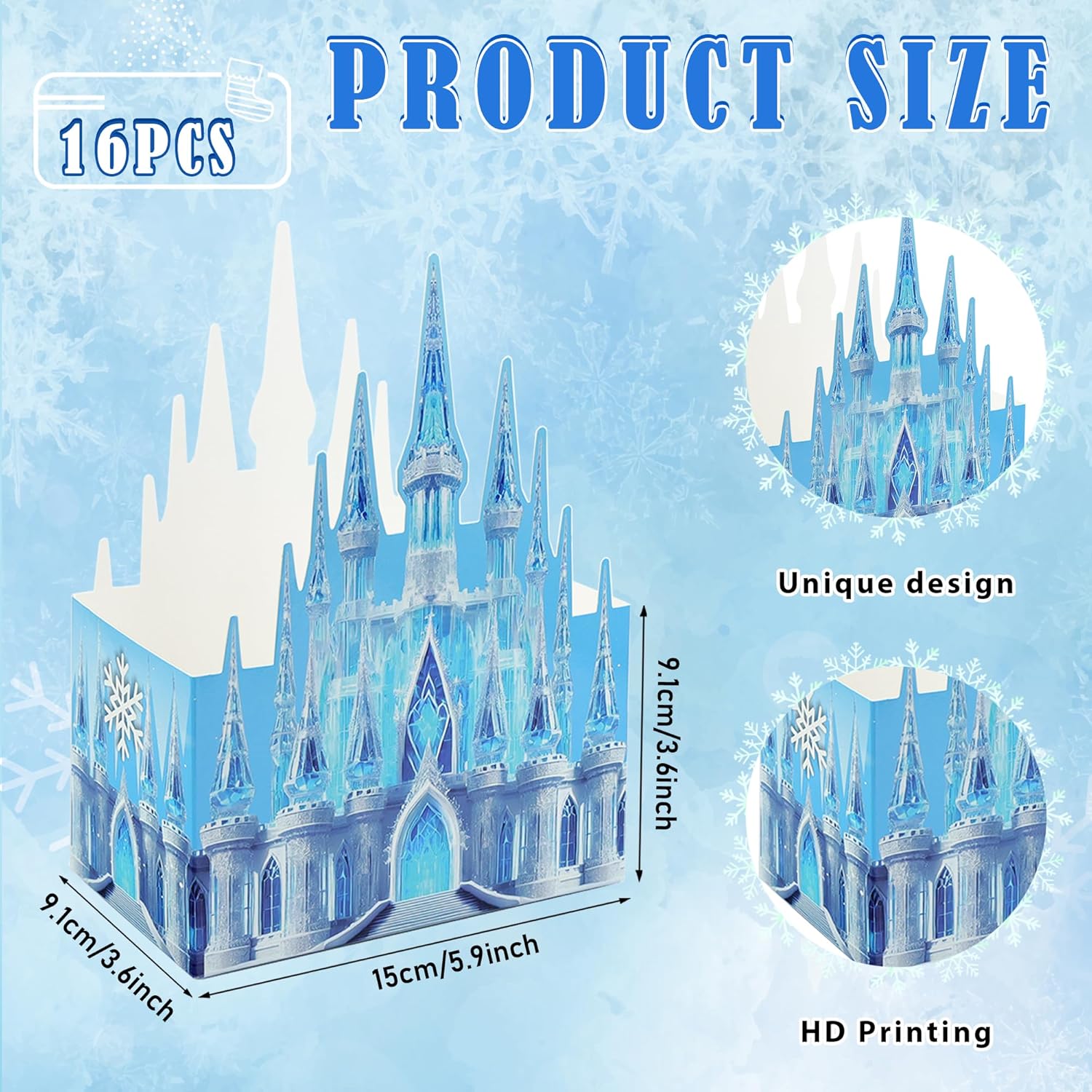 16Pcs Snowflake Favor Boxes for Winter Party Supplies