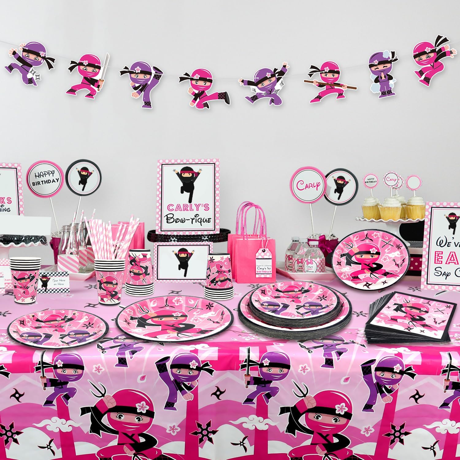 Ninja Girl Party Tableware Set for 40 Guests
