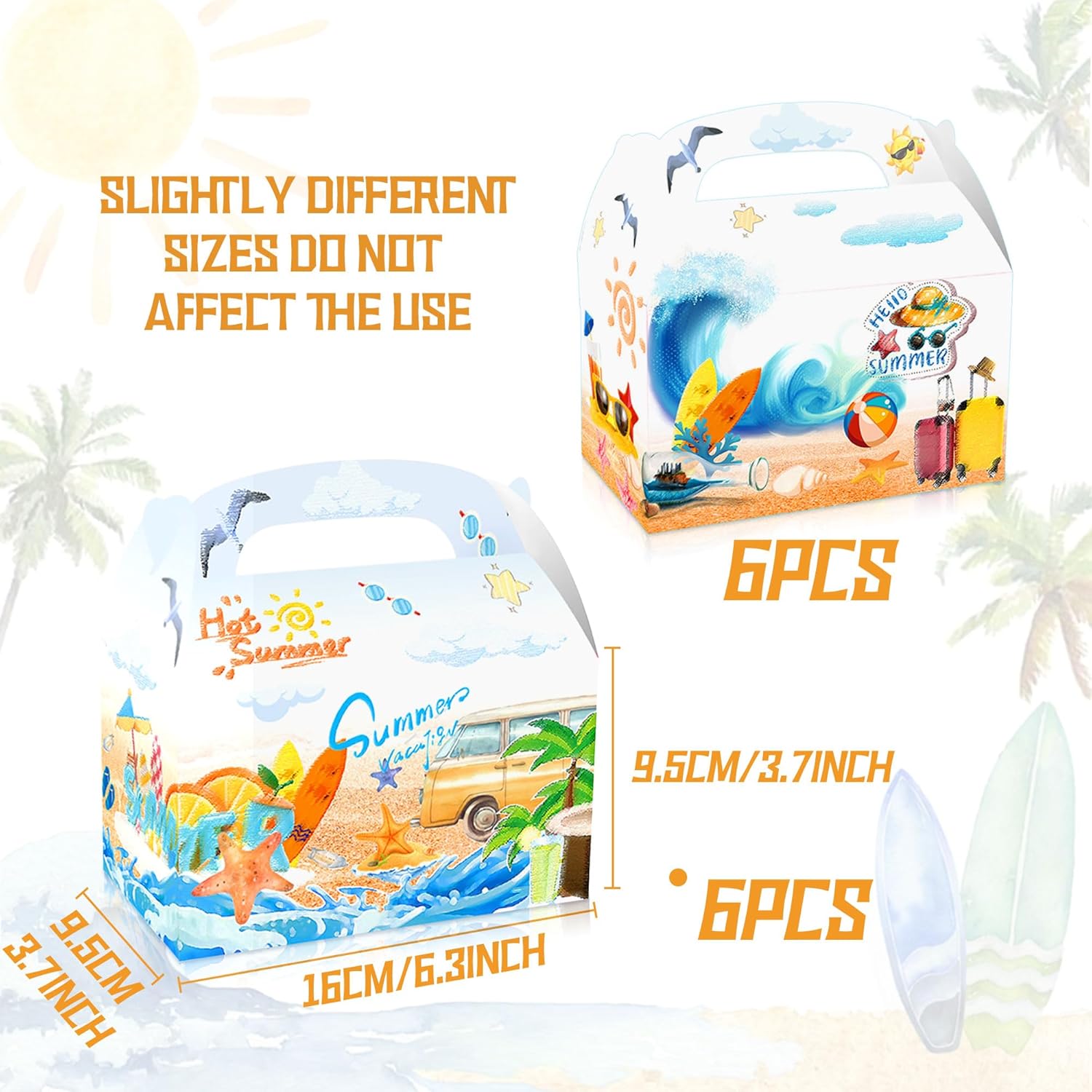 JeVenis Surf Party Favor Boxes Set of 12