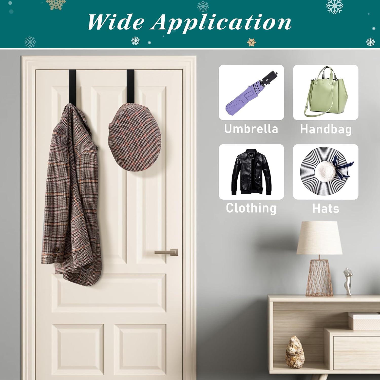 HOOSUN 12 Inch Wreath Hanger Door Hooks
