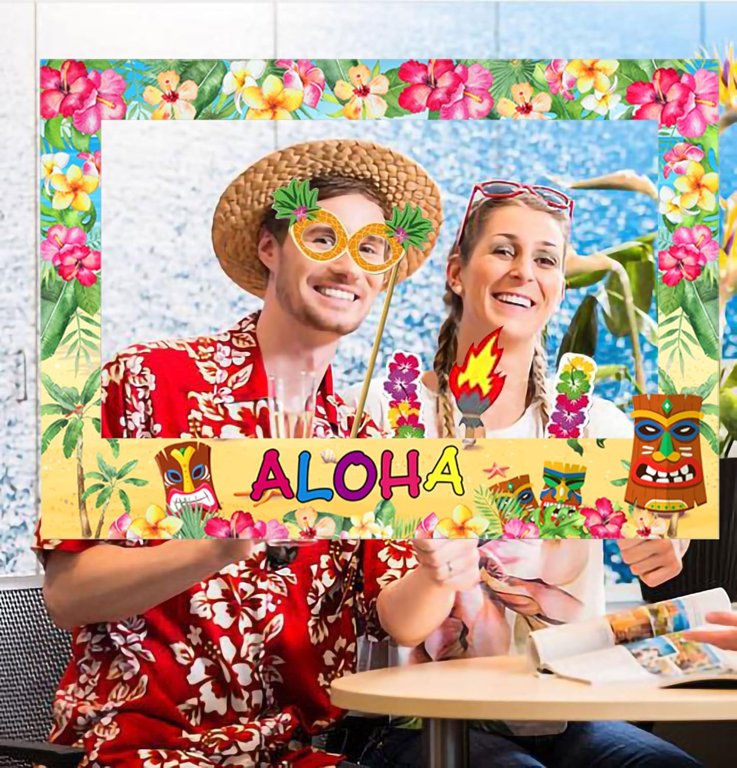 Hawaiian Luau Photo Booth Props Set 24 Pieces