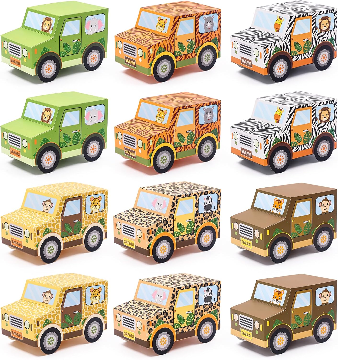 Set of 12 Jungle Animal Treat Boxes for Birthday Parties