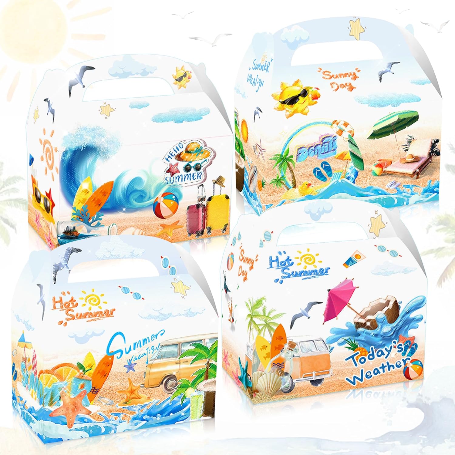 JeVenis Surf Party Favor Boxes Set of 12