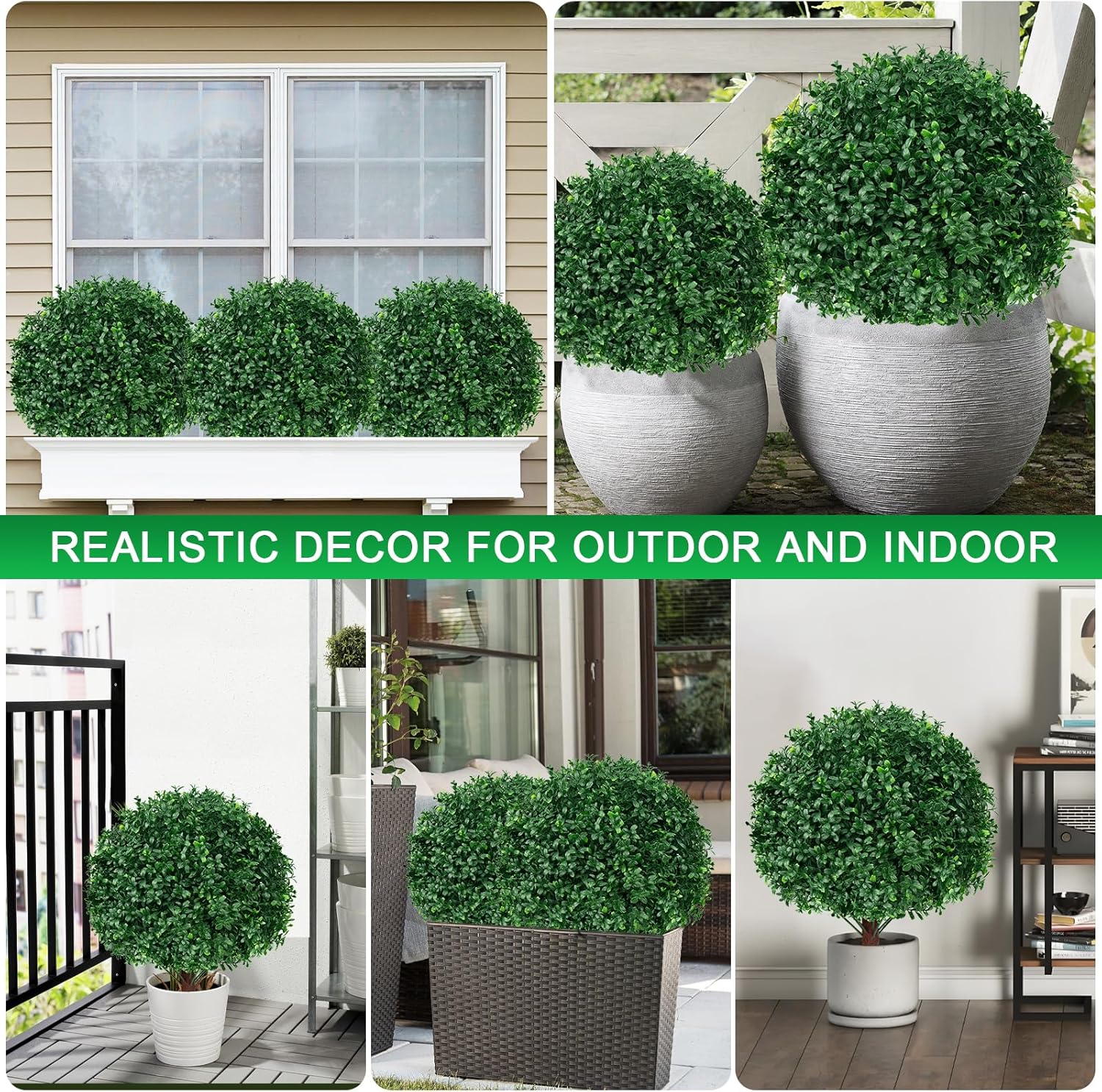 EverNature Artificial Topiary Ball Trees 2 Set UV Resistant