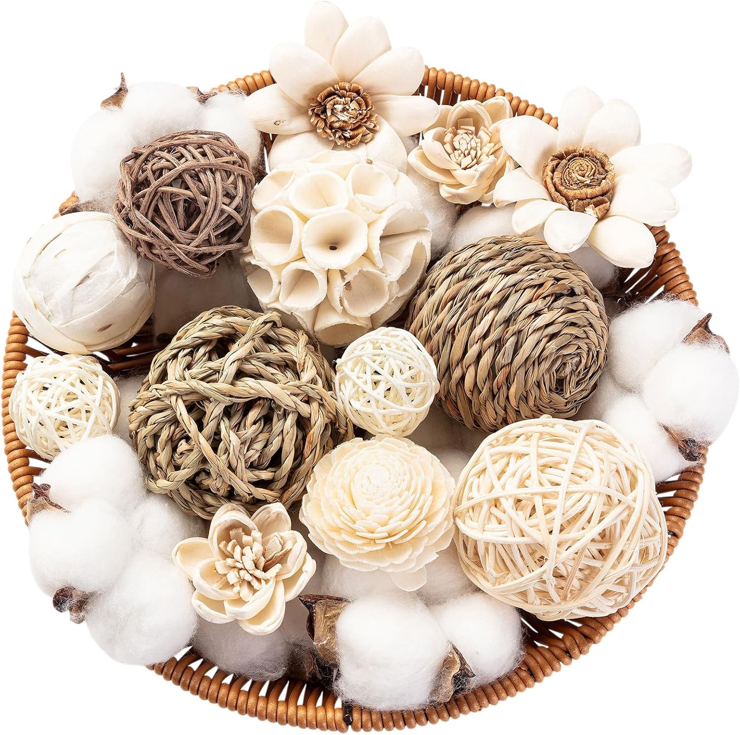 23Pcs Woven Rattan Decorative Balls for Vase Fillers