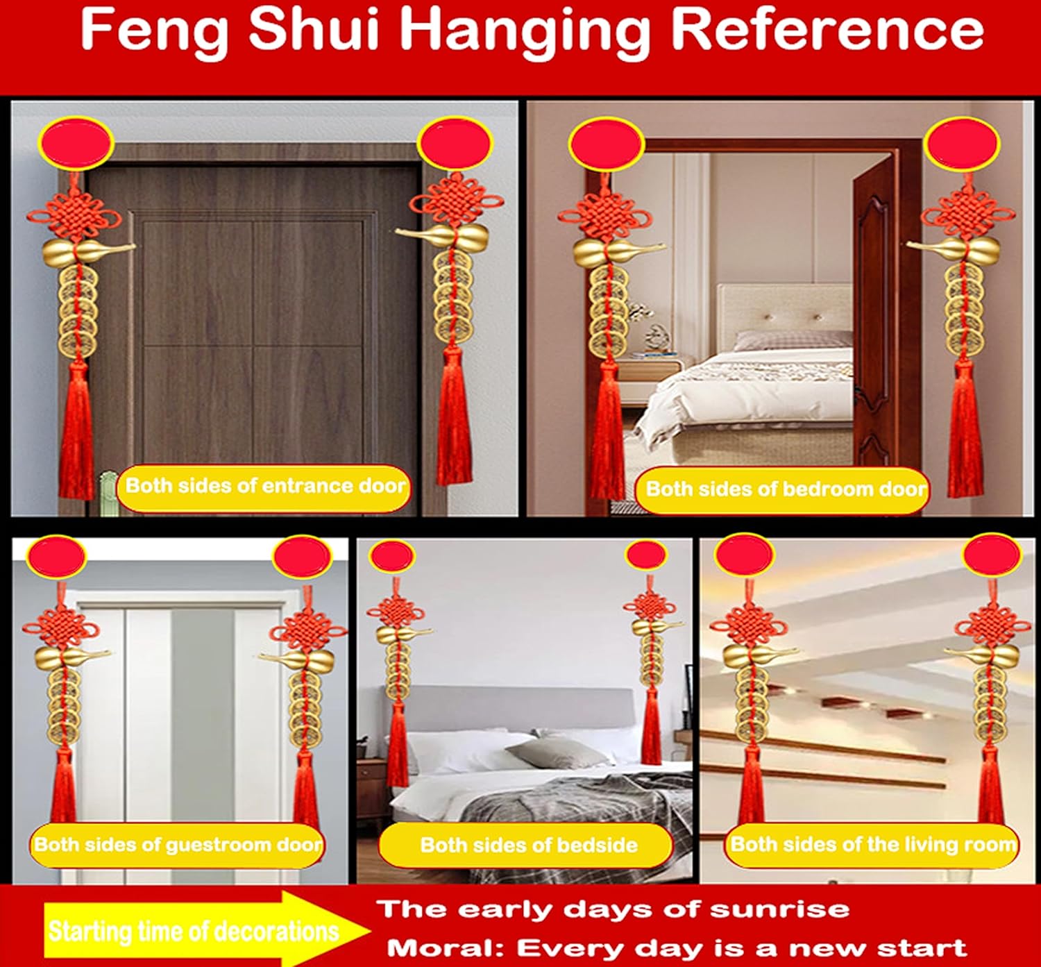 2PCS Feng Shui Good Luck Charms with 5 Coins for Blessing Gifts