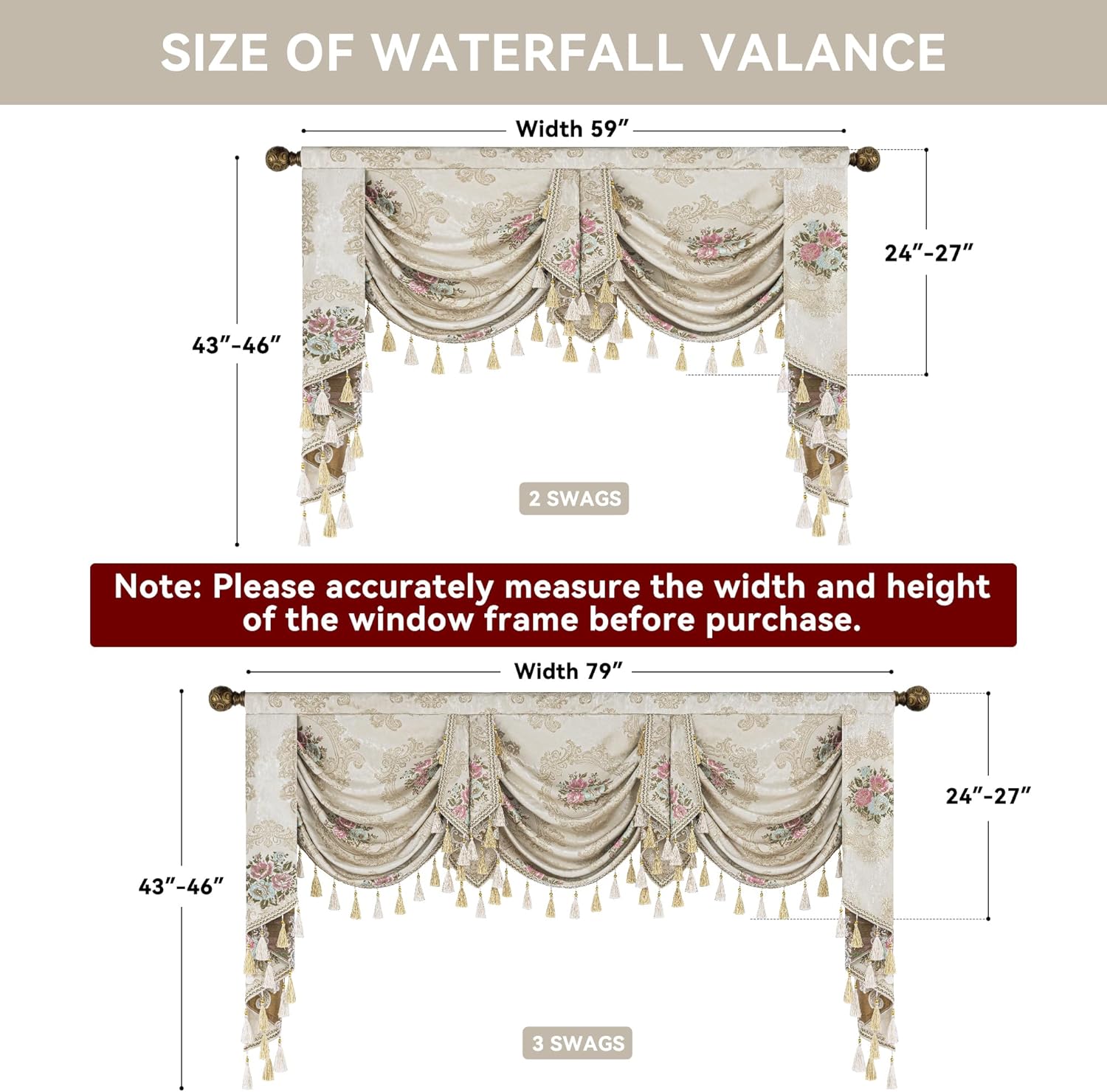 Loom And Mill Luxury Waterfall Valance Valance With Tassels