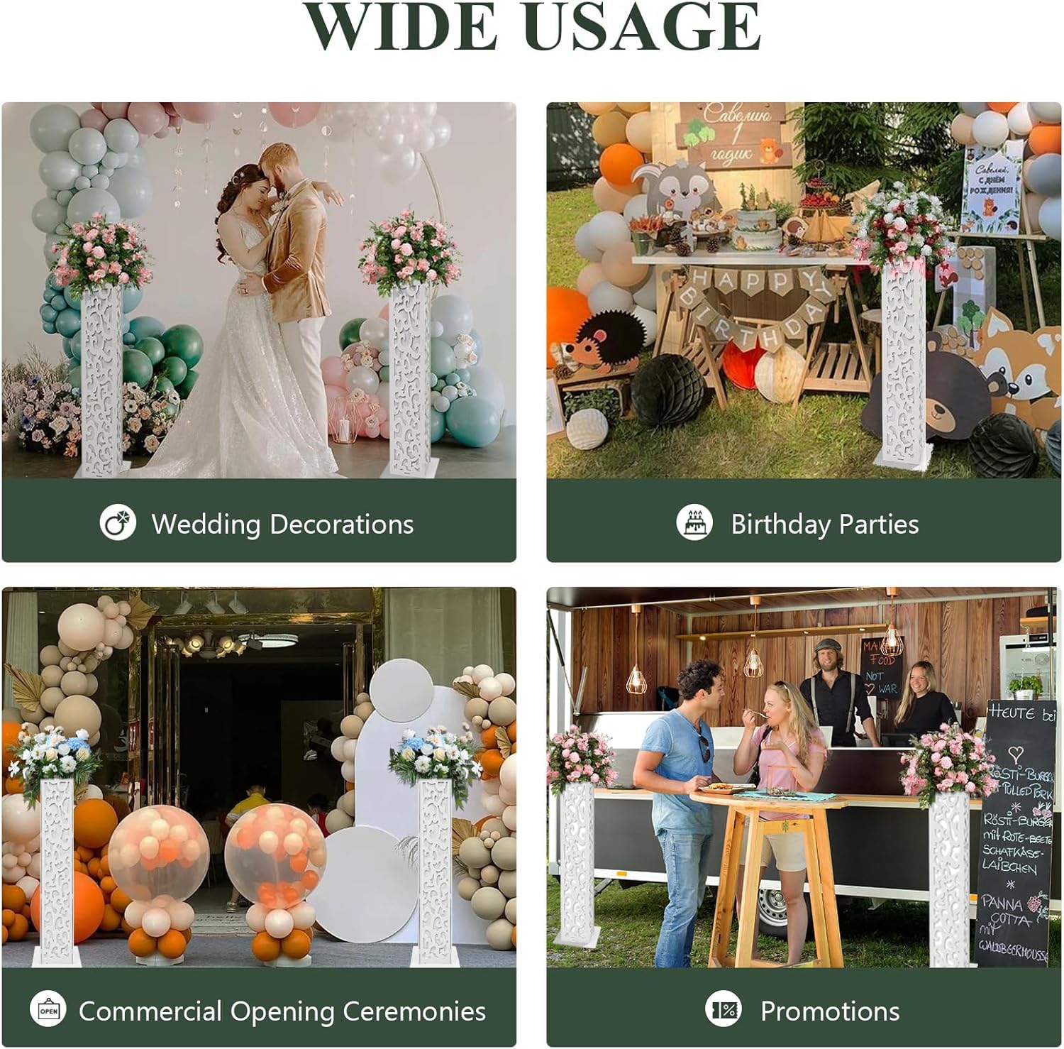 8PCS Wedding Flower Columns with LED Lights