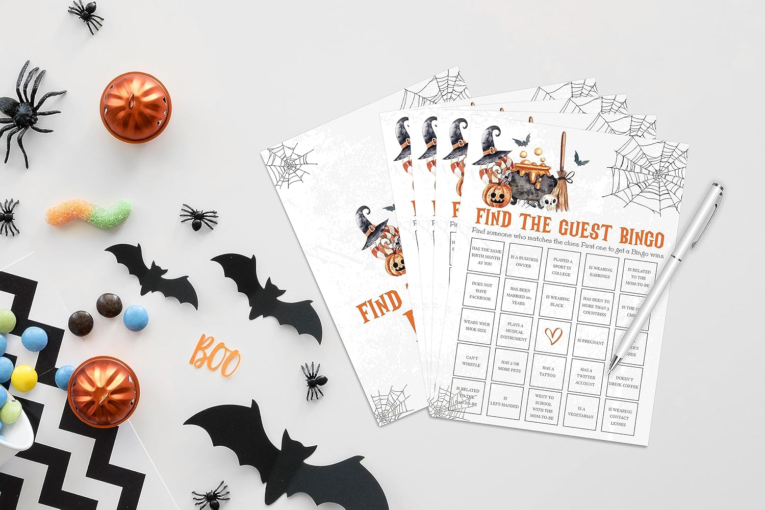 Tuyashua Halloween Guest Bingo Game Set of 30 Cards