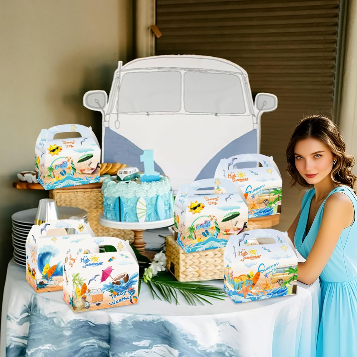 JeVenis Surf Party Favor Boxes Set of 12