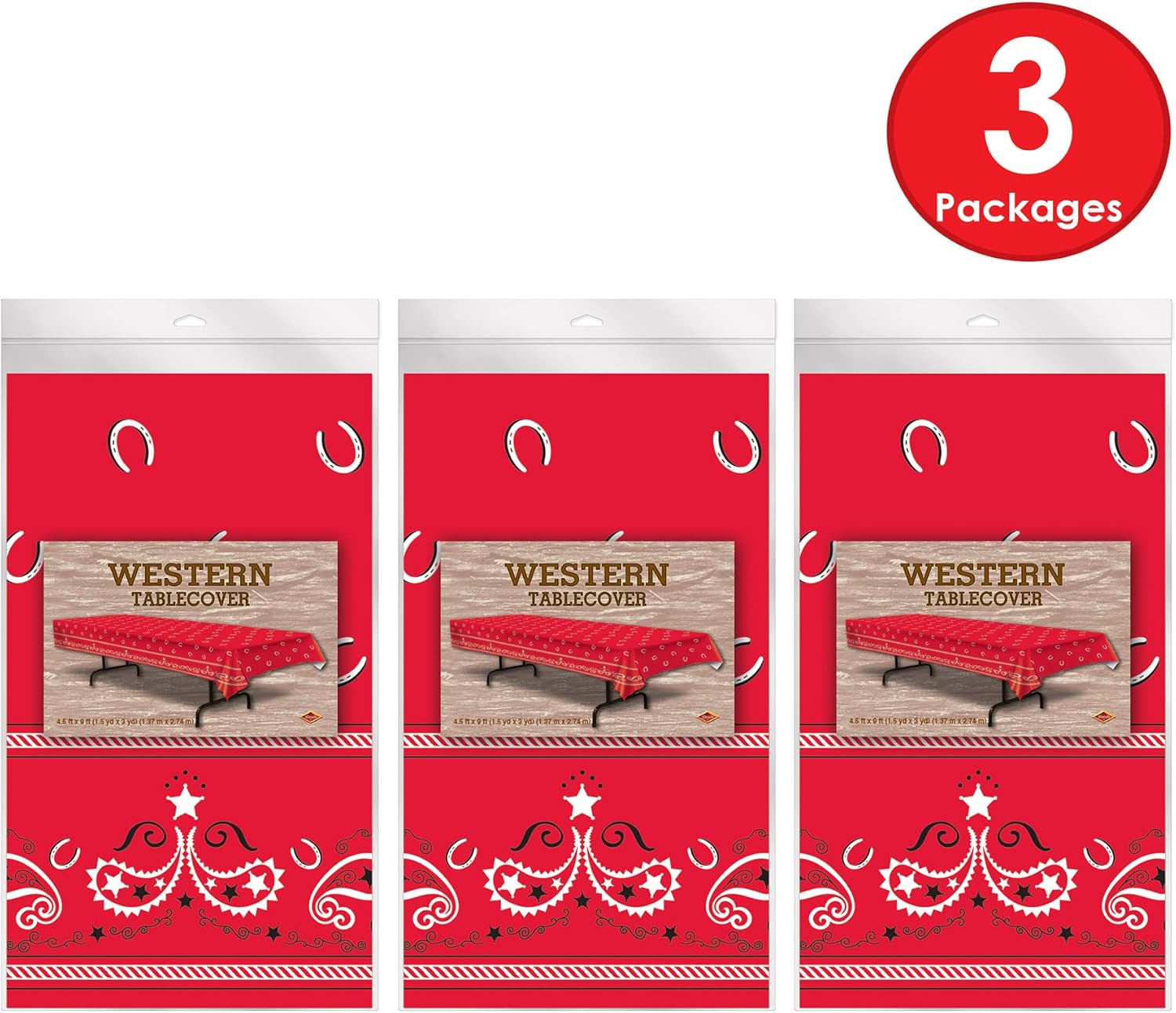 Beistle Red Bandana Table Covers 3 Pack
