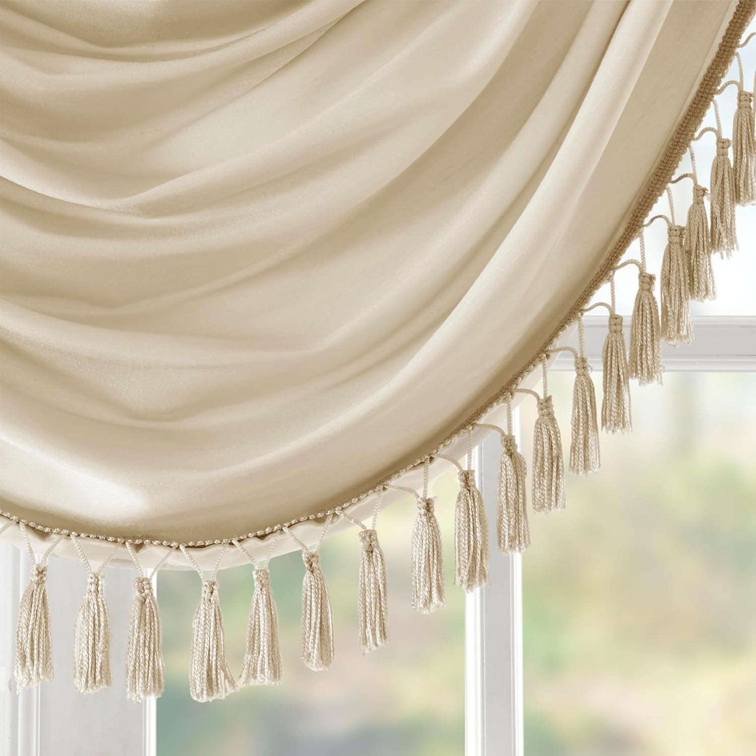 Madison Park Elena Waterfall Embellished Valance 38X46